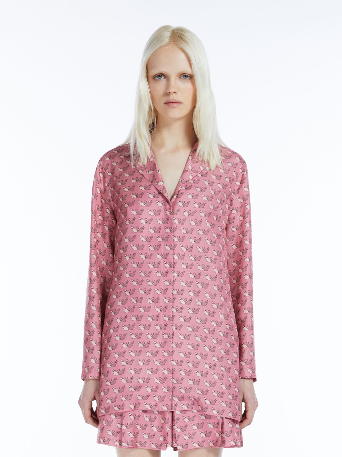 Printed silk twill shirt