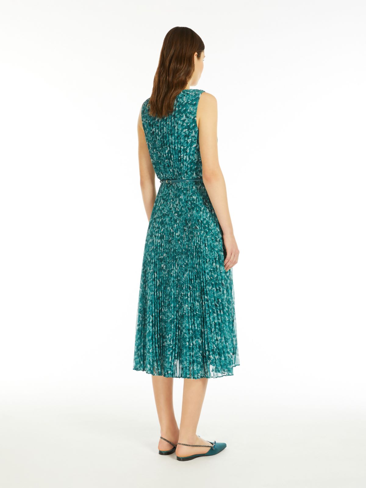 Printed georgette pleated dress