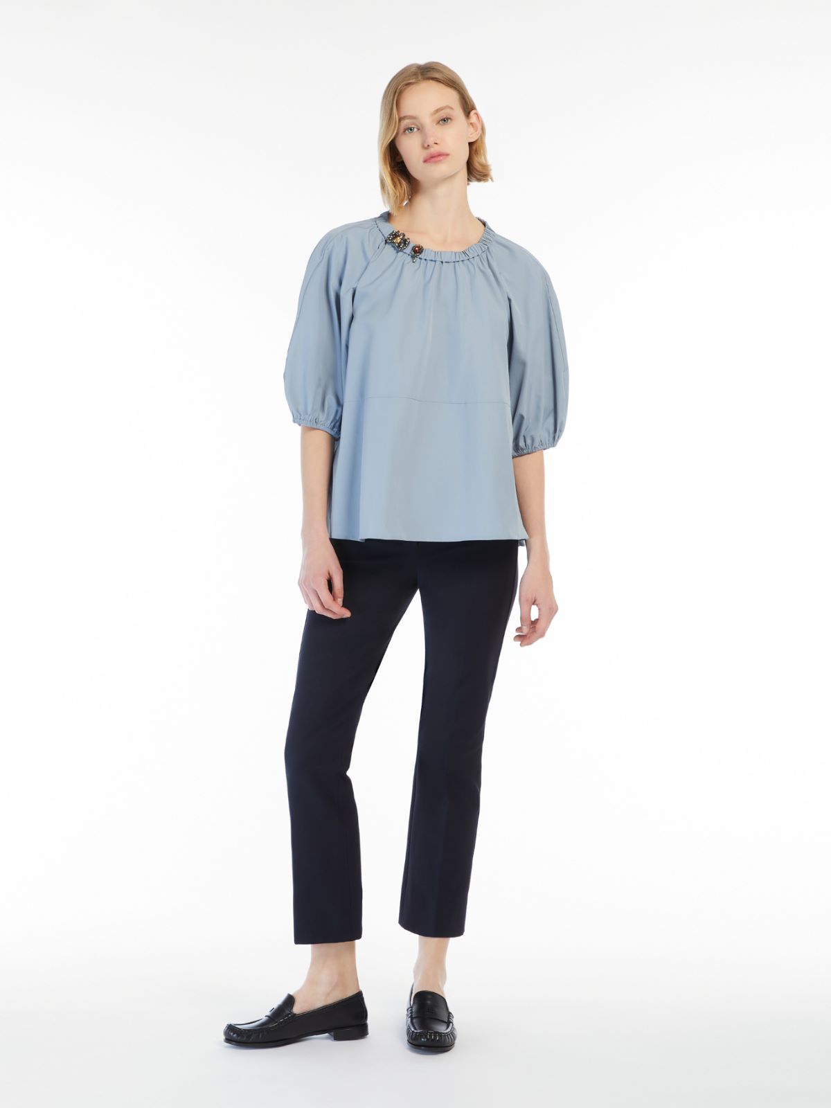 Stretch cotton blend trousers