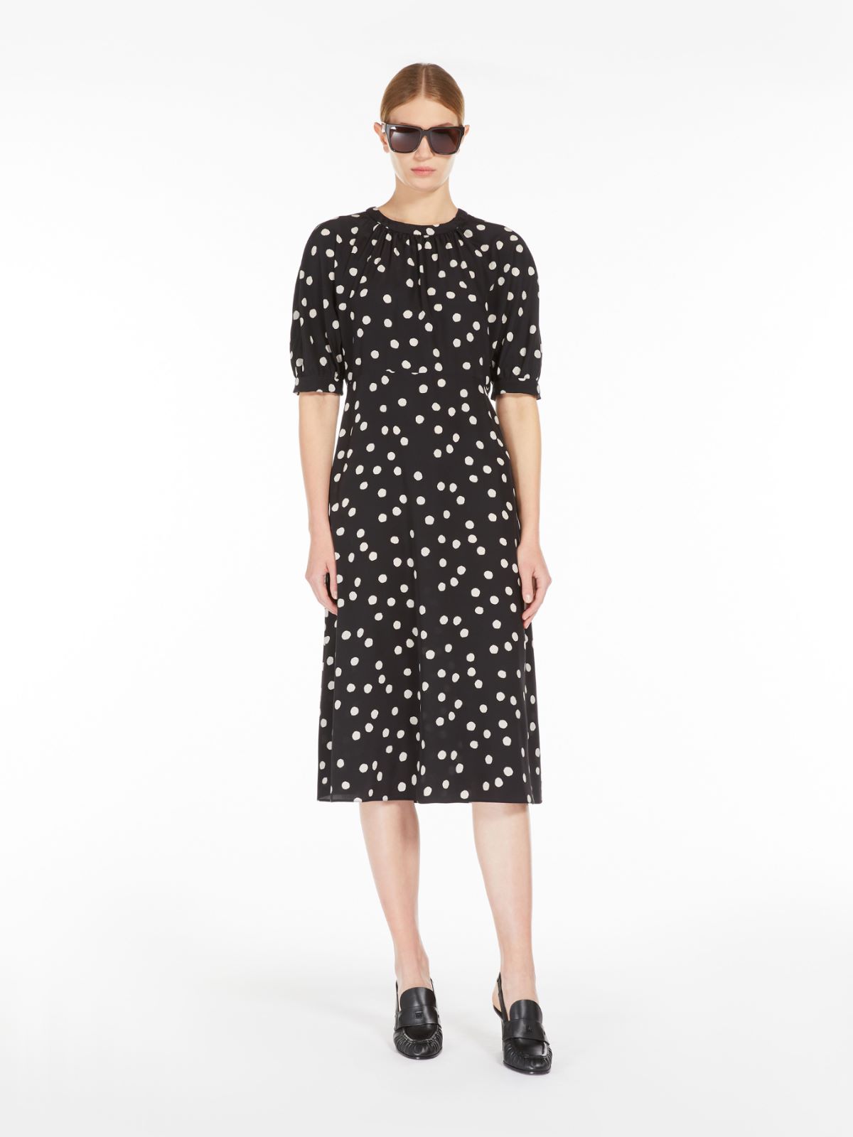 Printed crêpe de chine dress