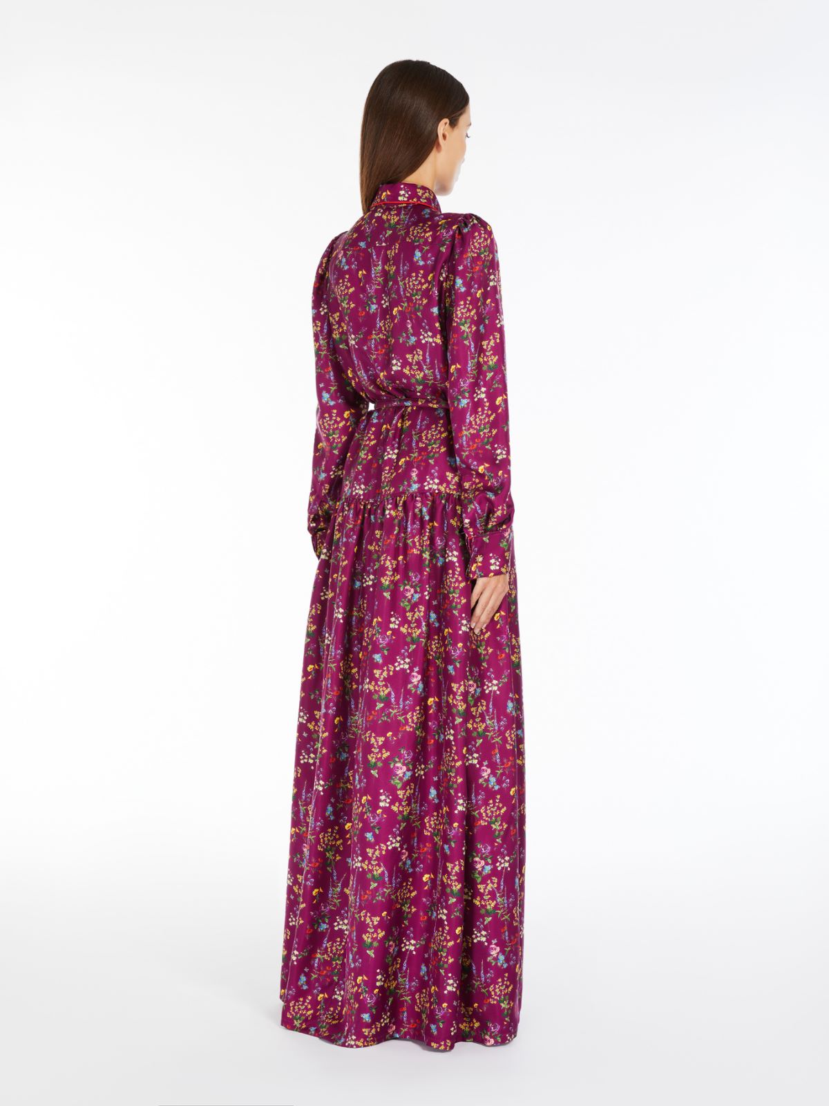 Printed silk shirt dress