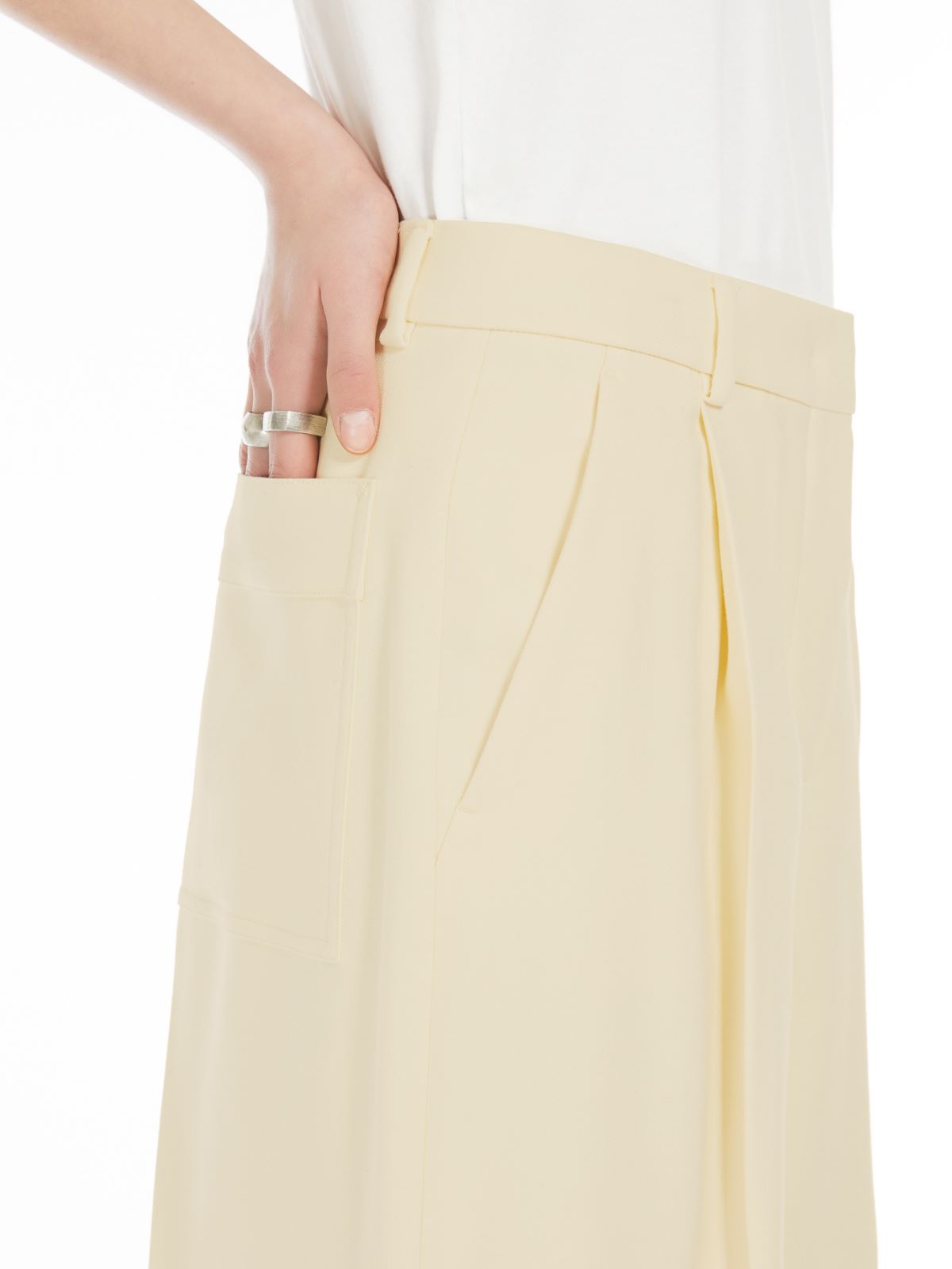 Wide-fit double-faced cady trousers