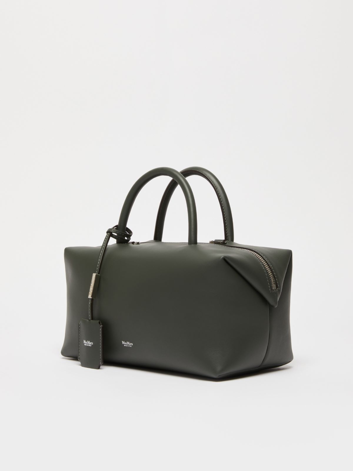 Shiny leather satchel bag