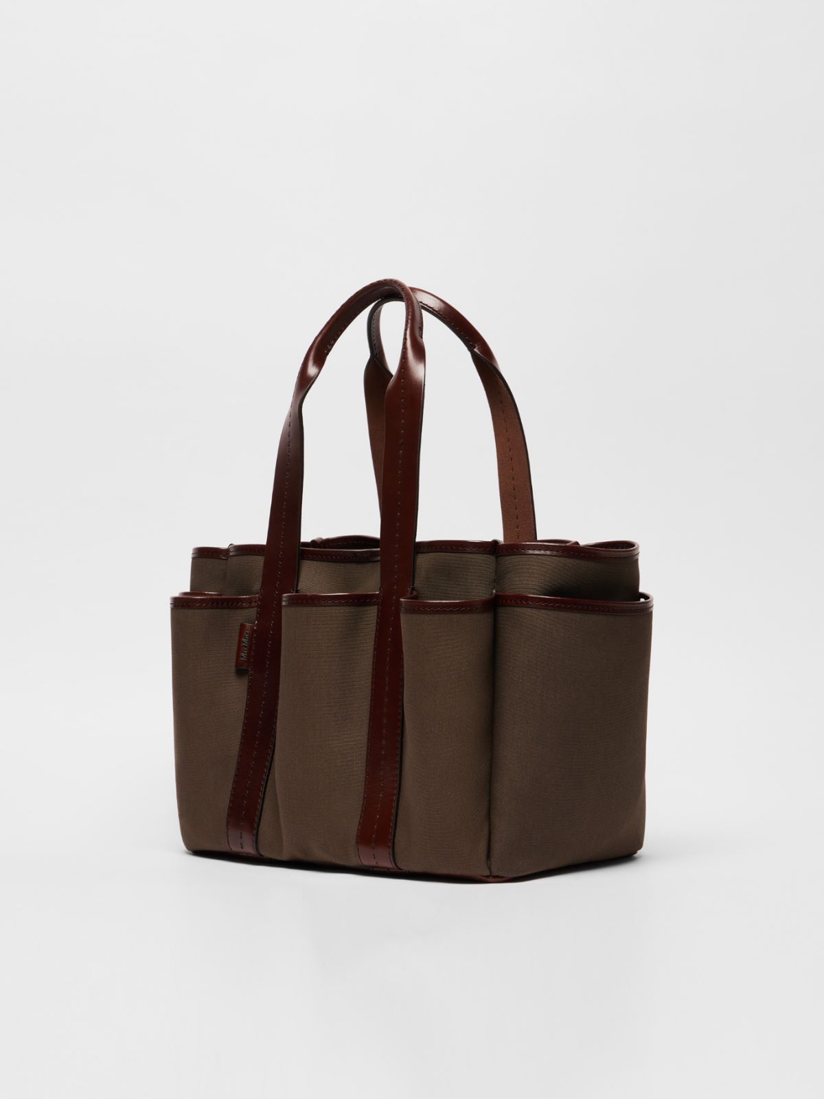 Canvas and leather Giardiniera tote bag