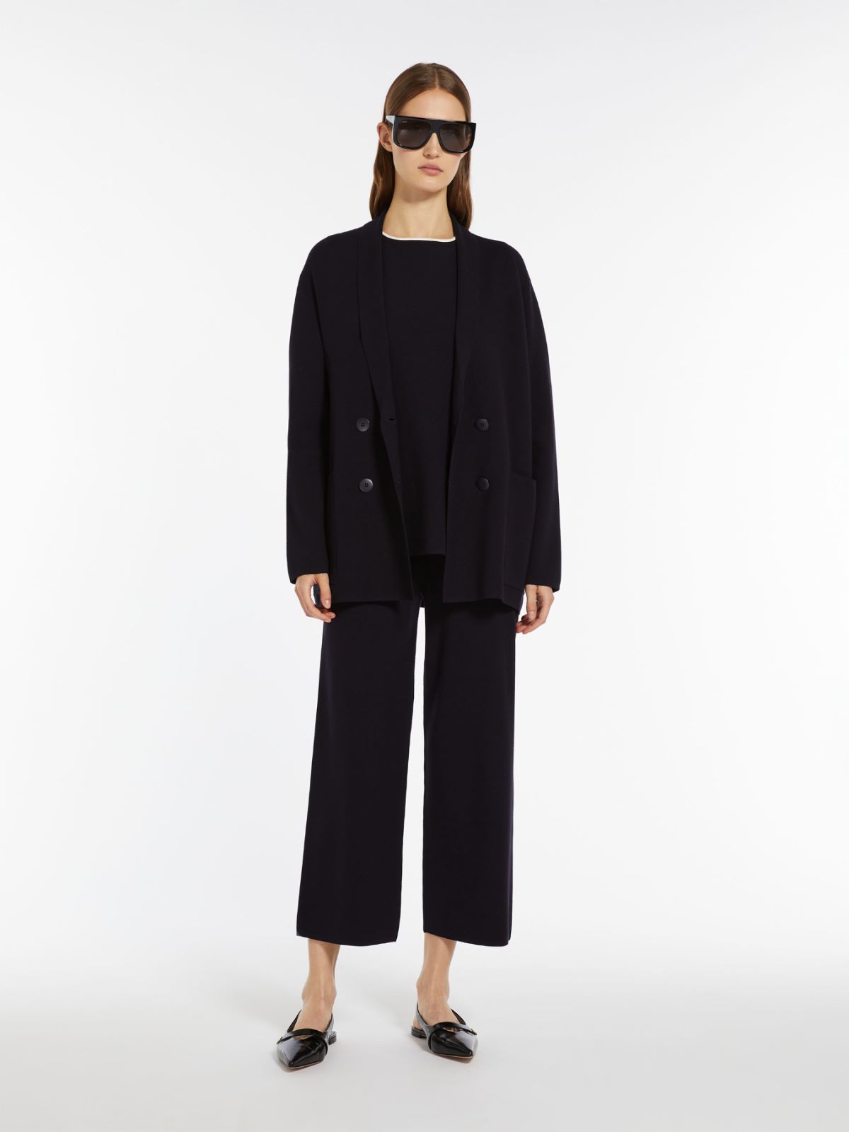 Cropped viscose trousers