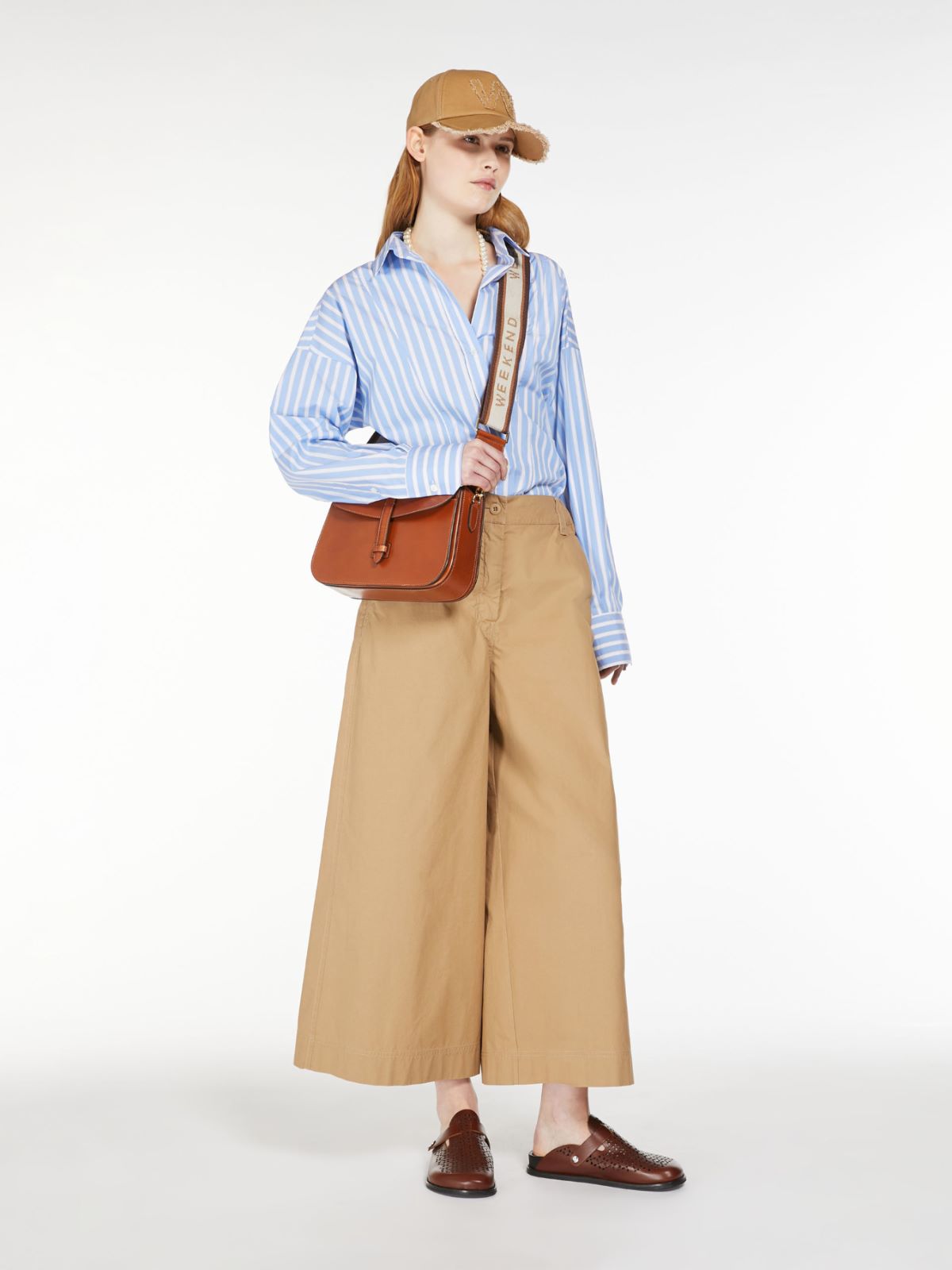 Wide-fit cotton canvas trousers