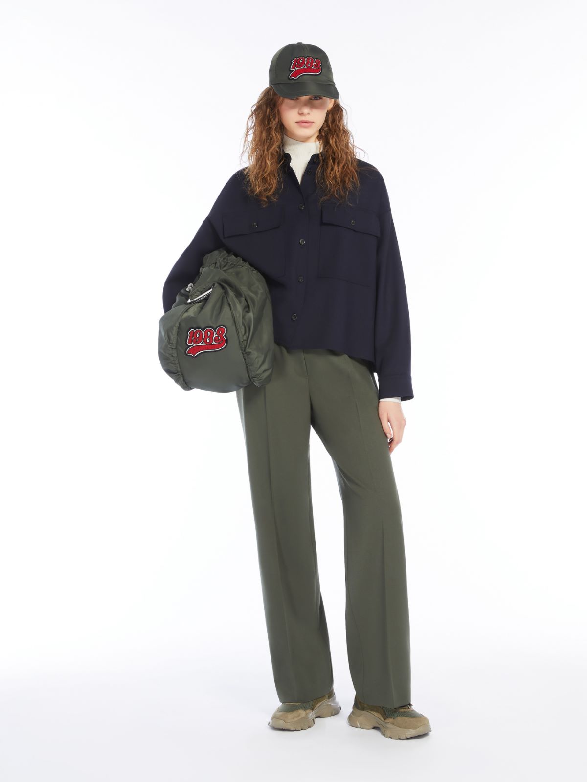 Wool gabardine trousers