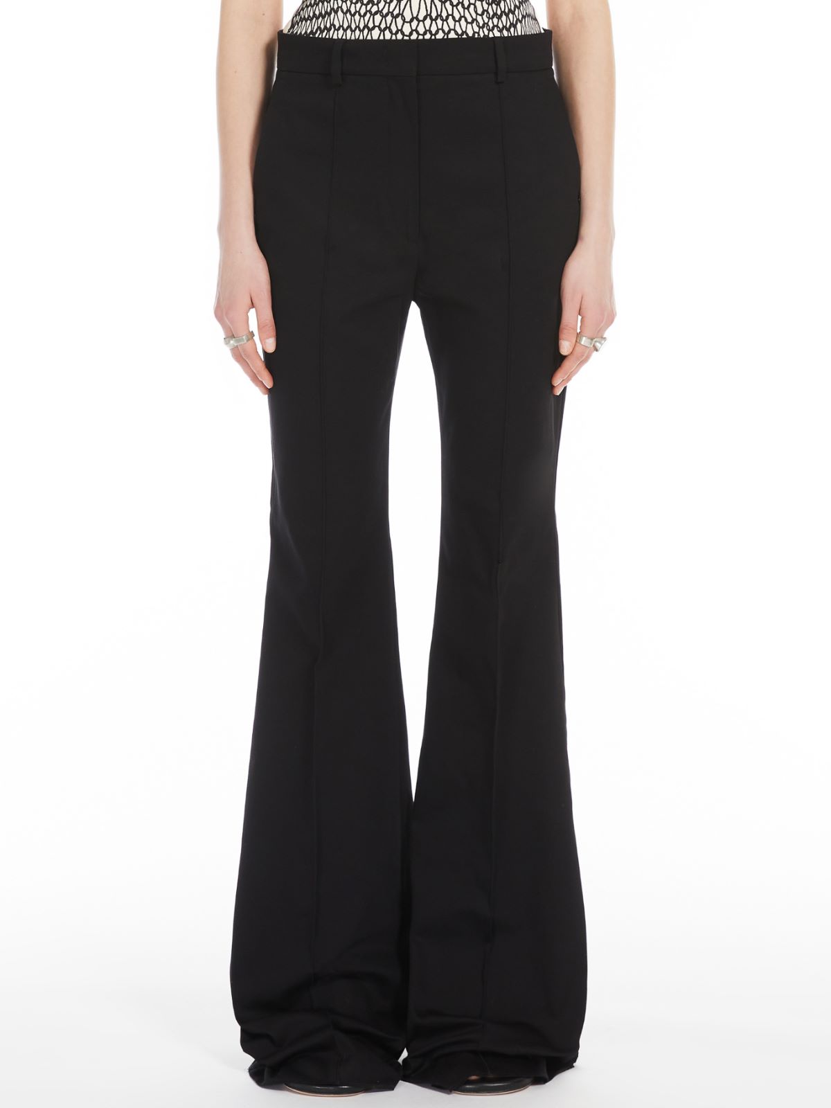 Flared stretch trousers