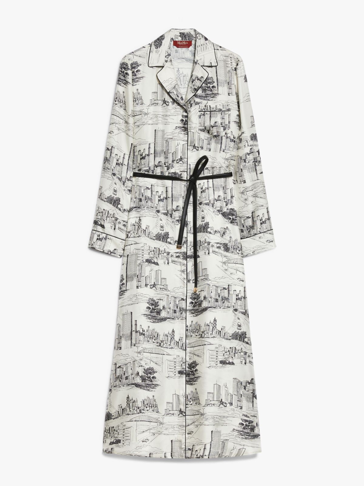 Printed silk duster dress
