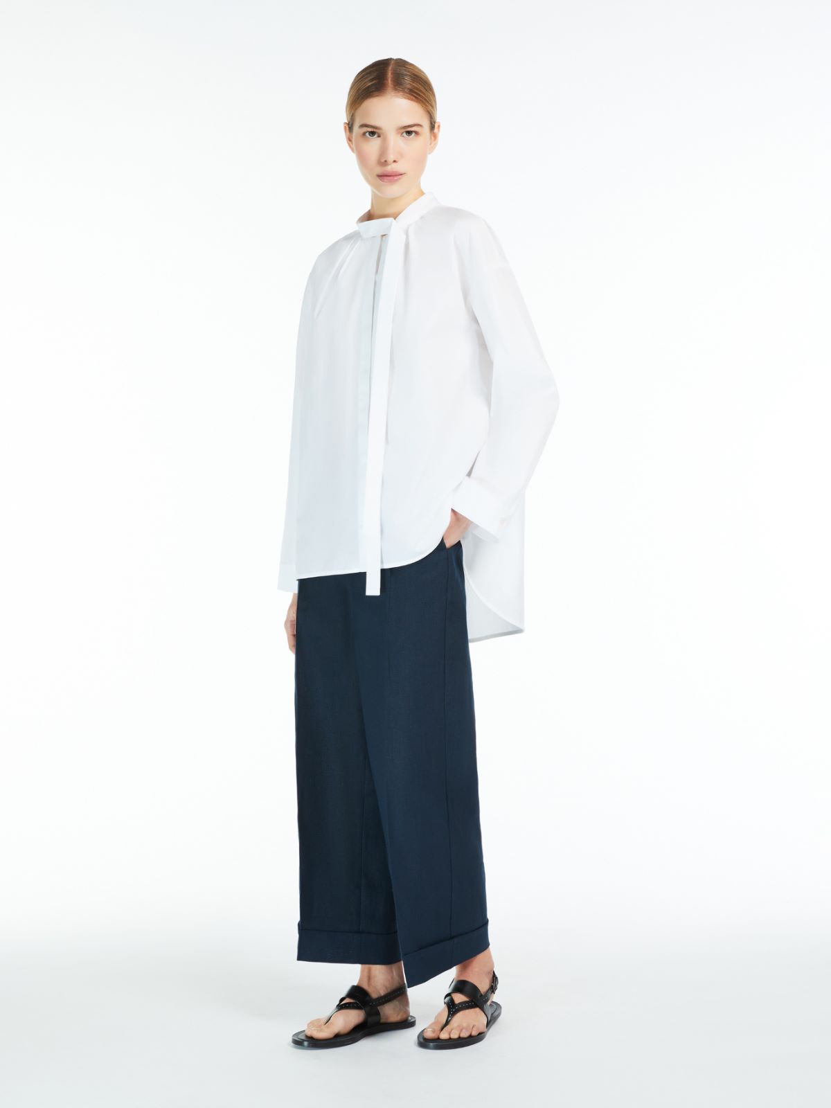 Linen canvas palazzo trousers