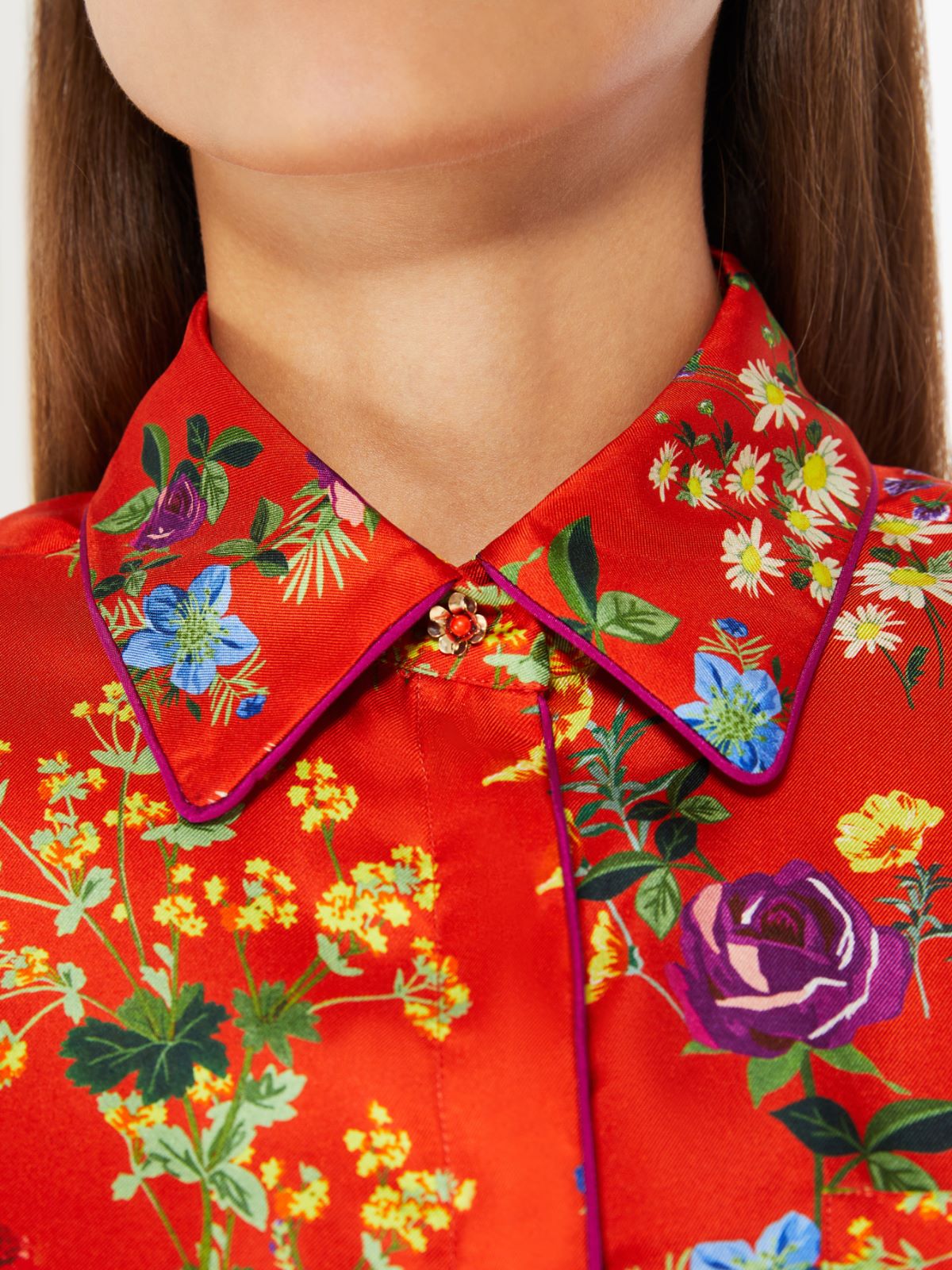 Printed silk pyjama-style shirt
