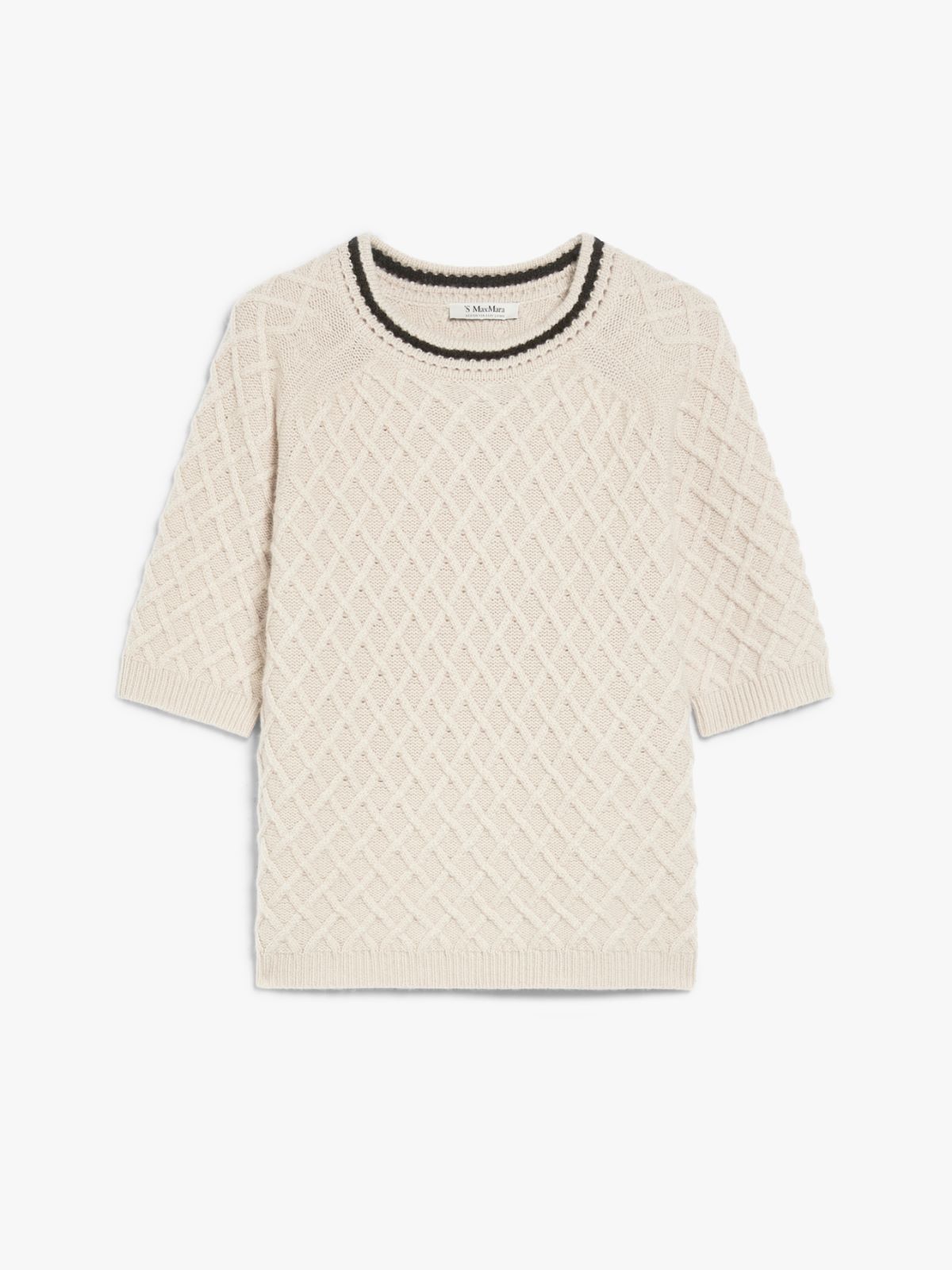 Wool and cashmere diamond-pattern jumper