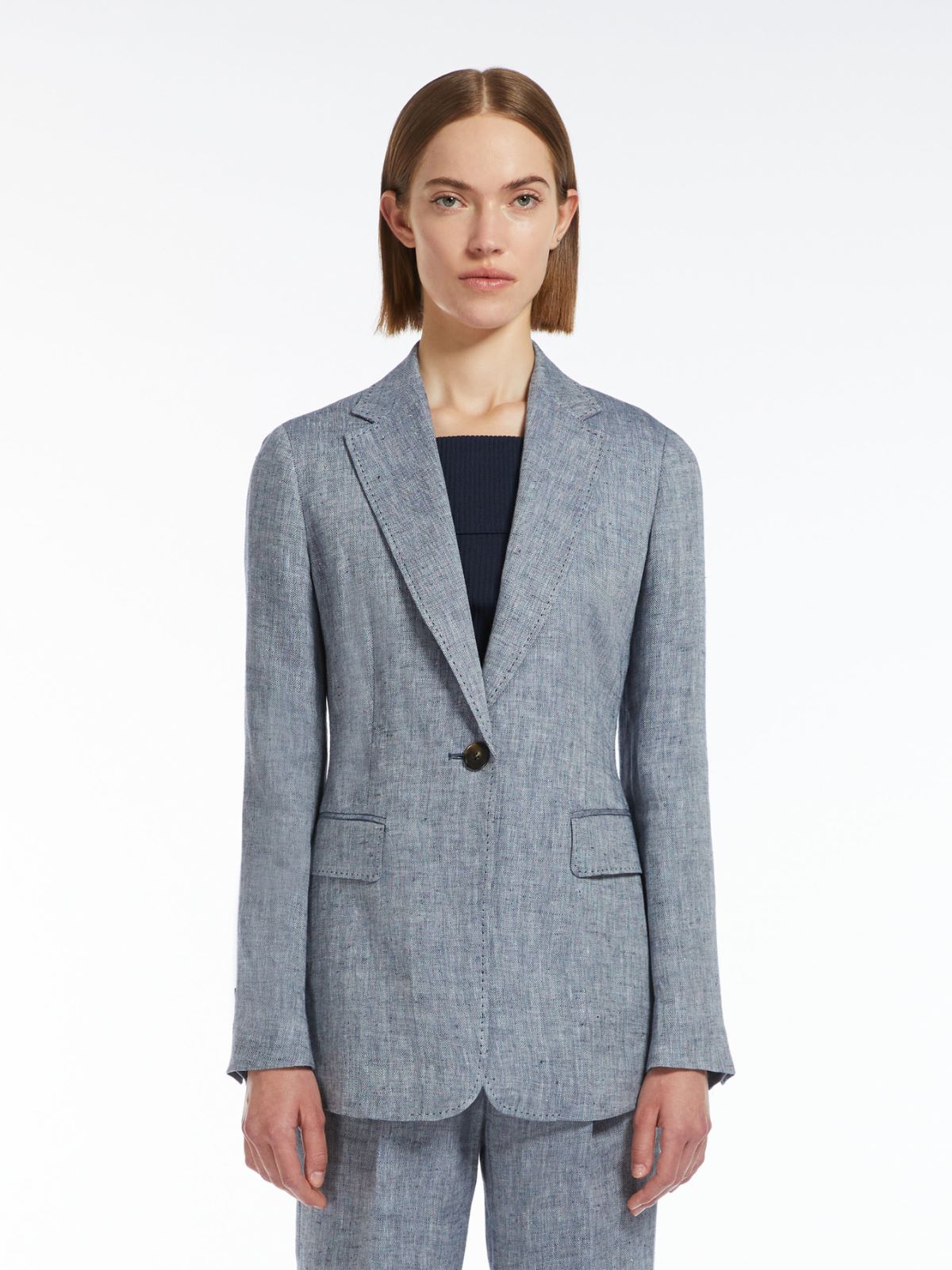 Herringbone linen blazer