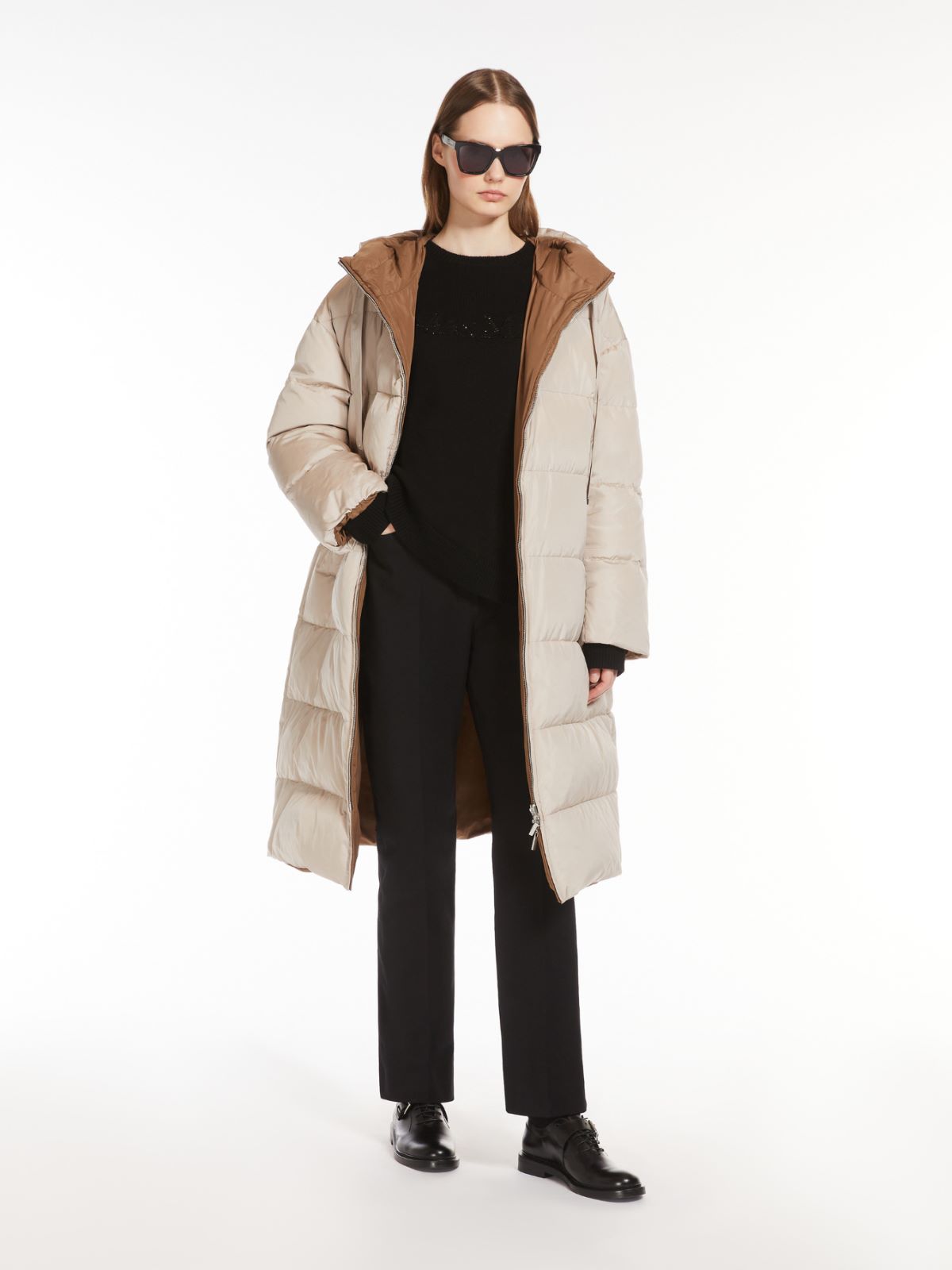 Long, reversible taffeta parka