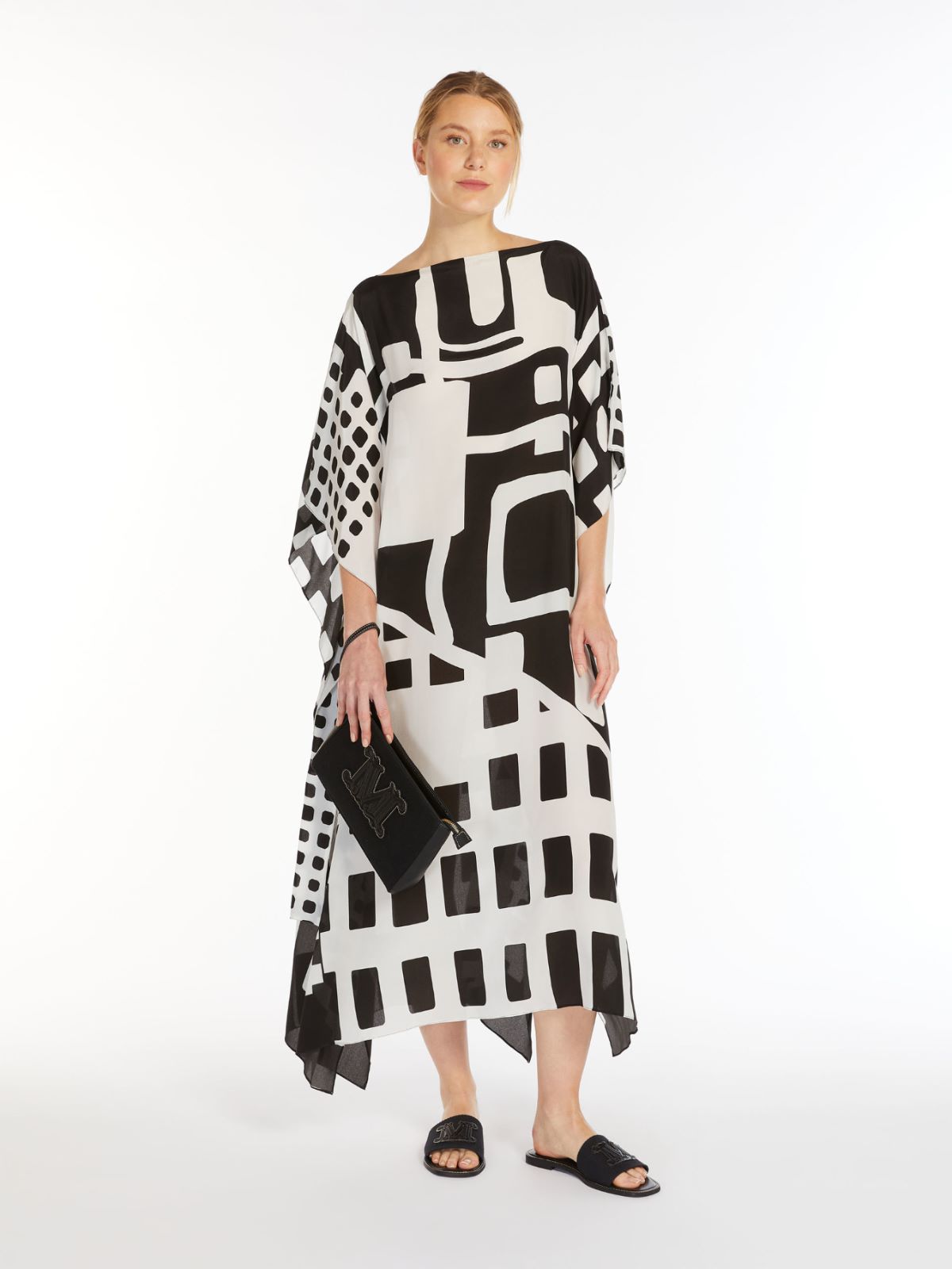 Printed crepe de chine kaftan