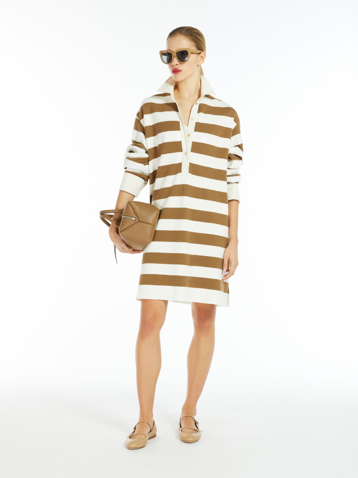 Cotton satin polo-style dress