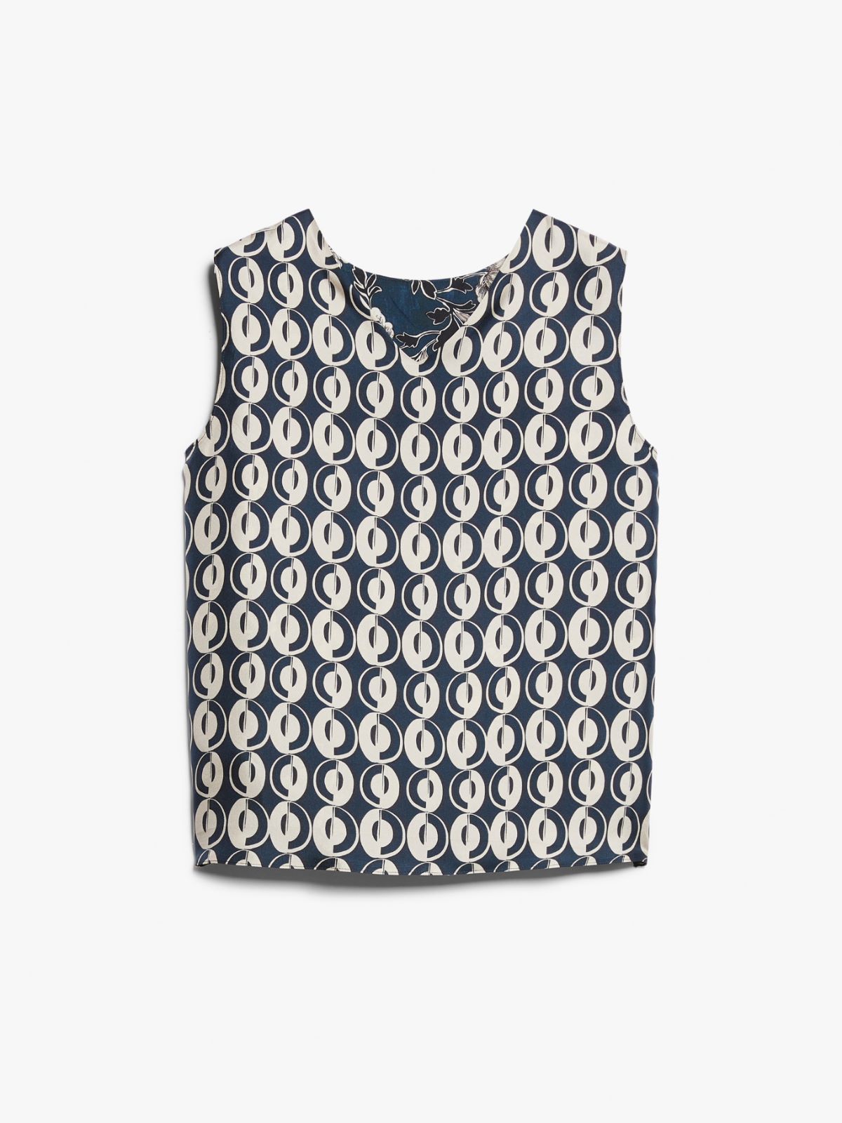 Reversible sleeveless top in printed silk
