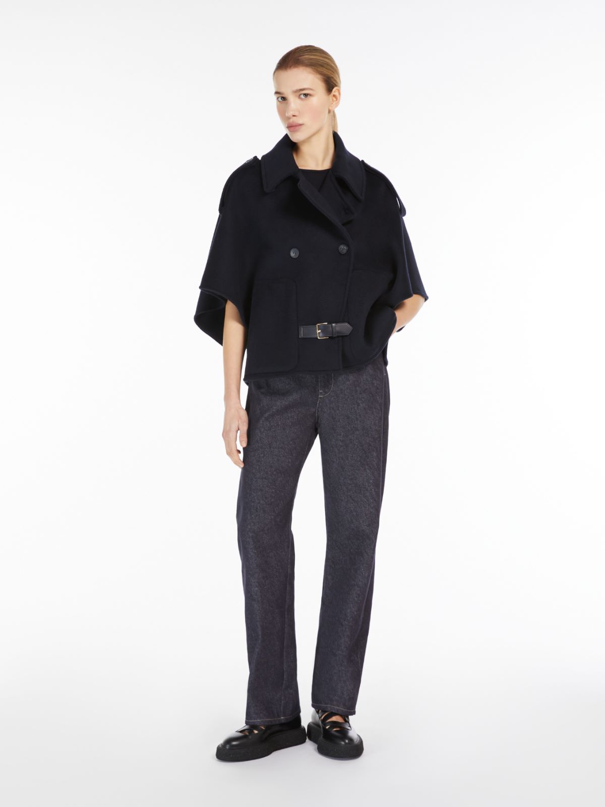 Cashmere trench coat cape