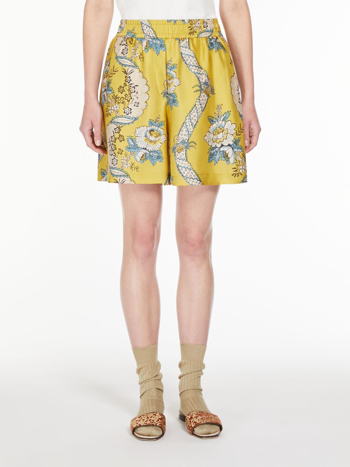 Printed twill Bermuda shorts