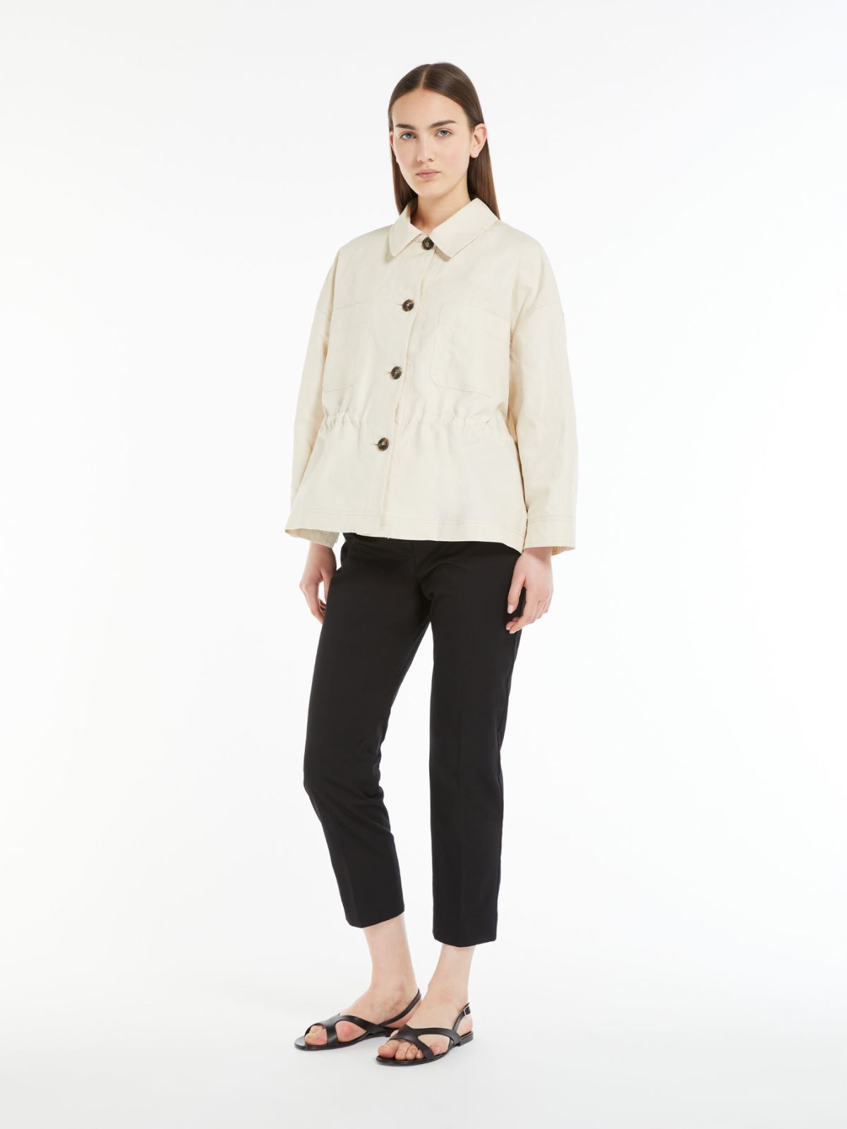 Cotton and linen basketweave jacket