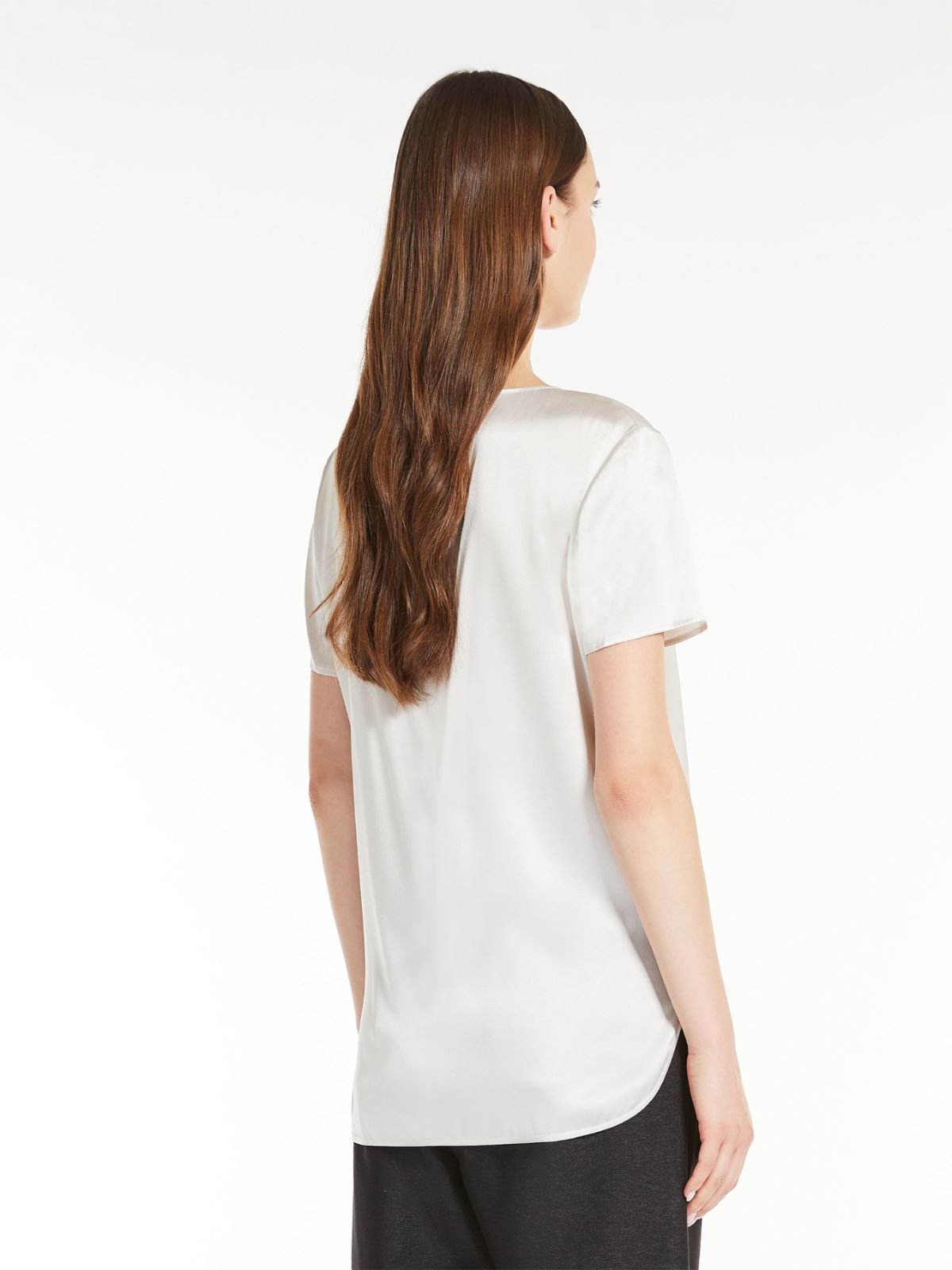 Washed stretch satin T-shirt