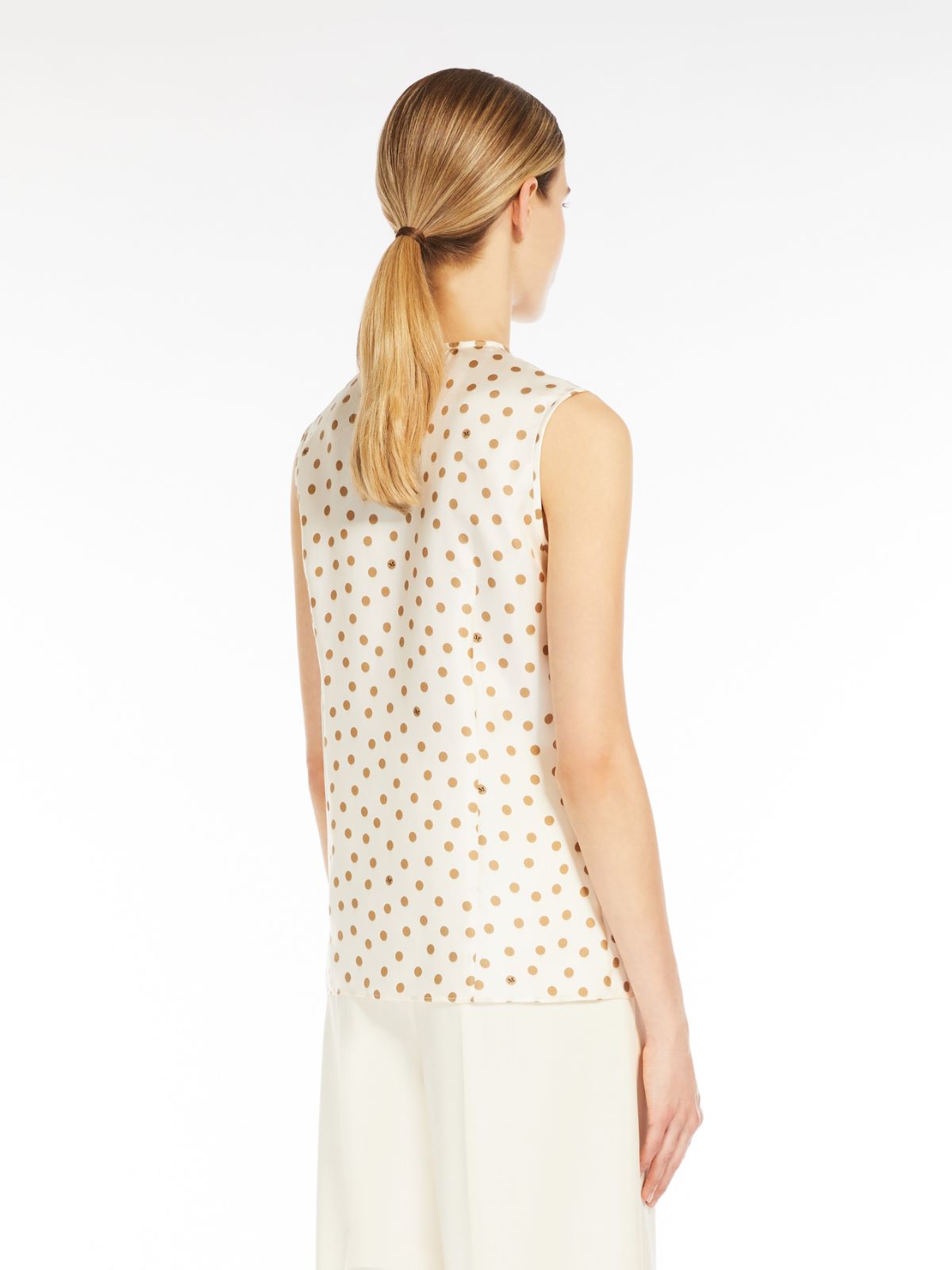 Printed silk top with ruffles