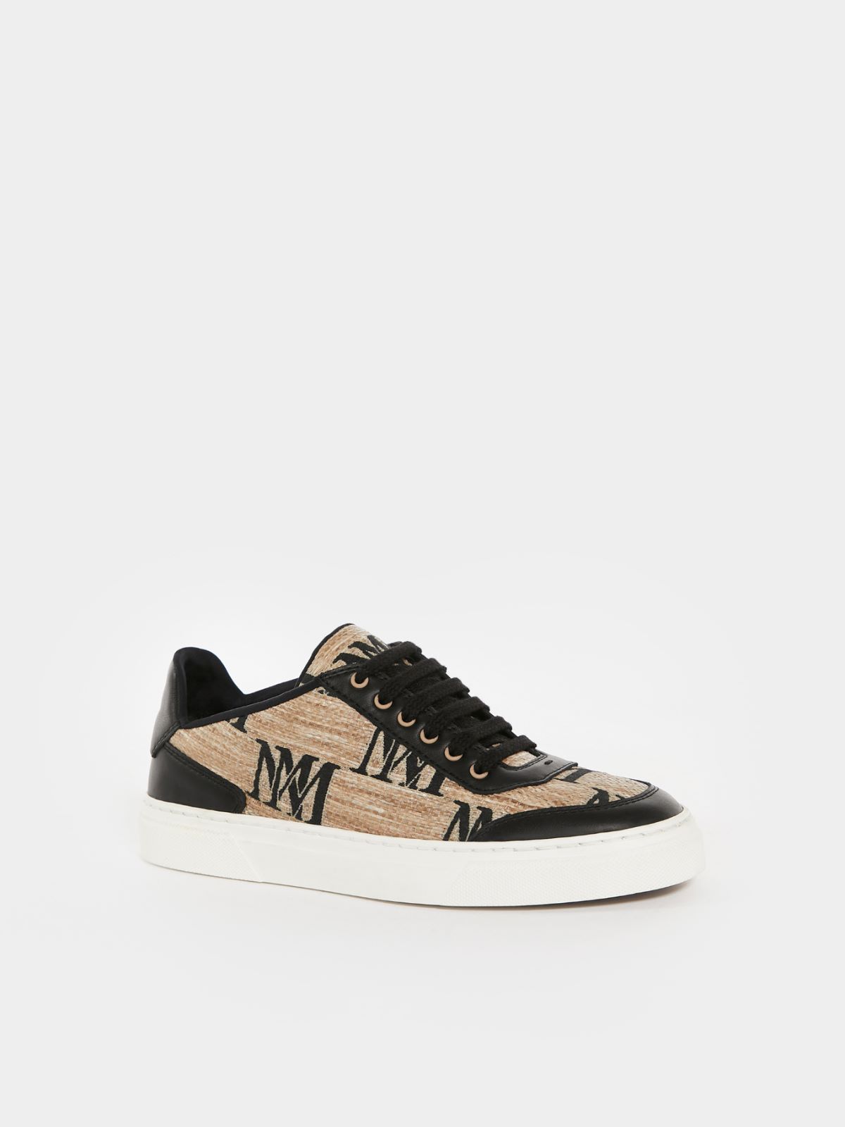 Jacquard raffia-effect fabric trainers