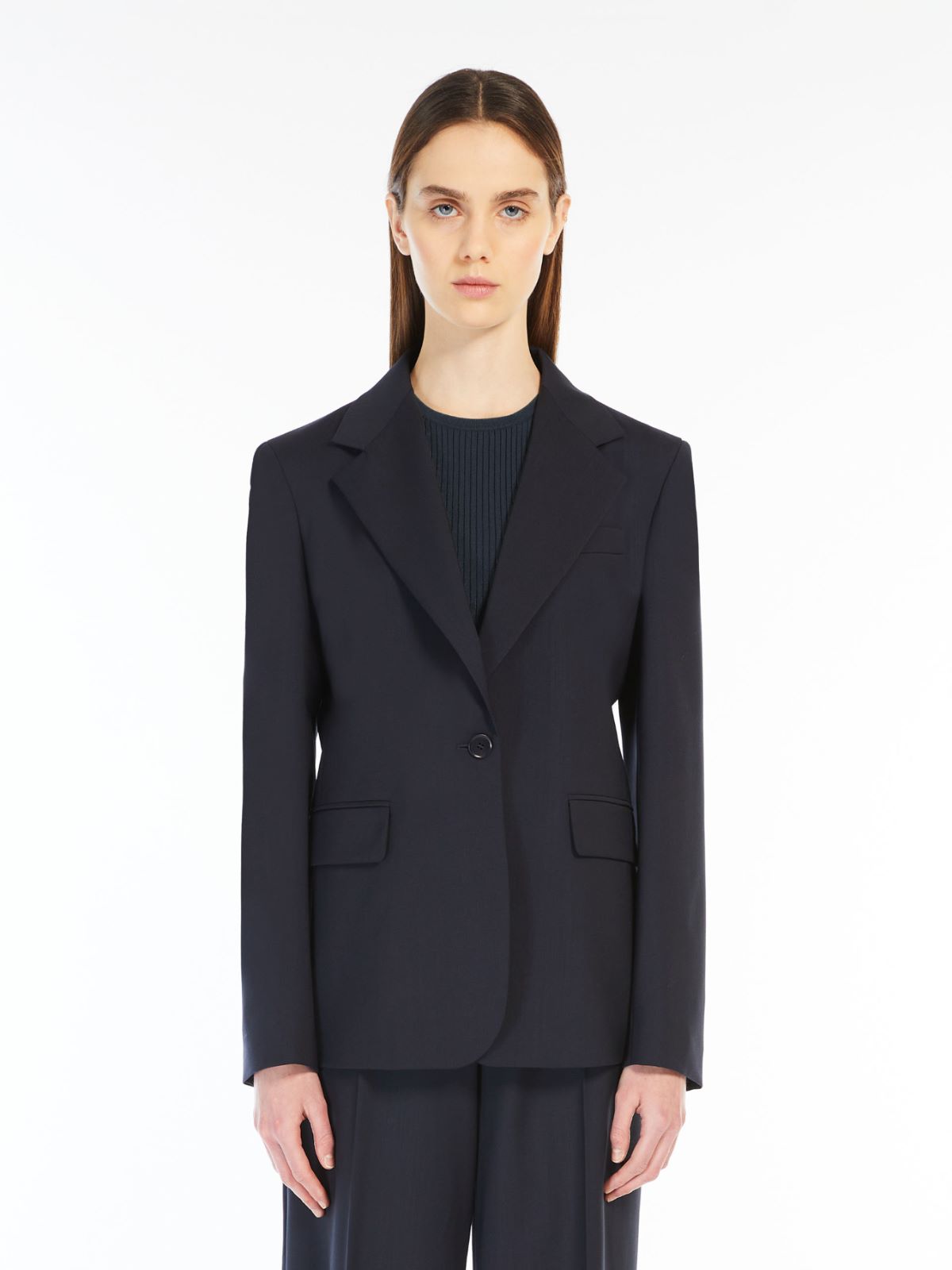 Natural stretch wool blazer