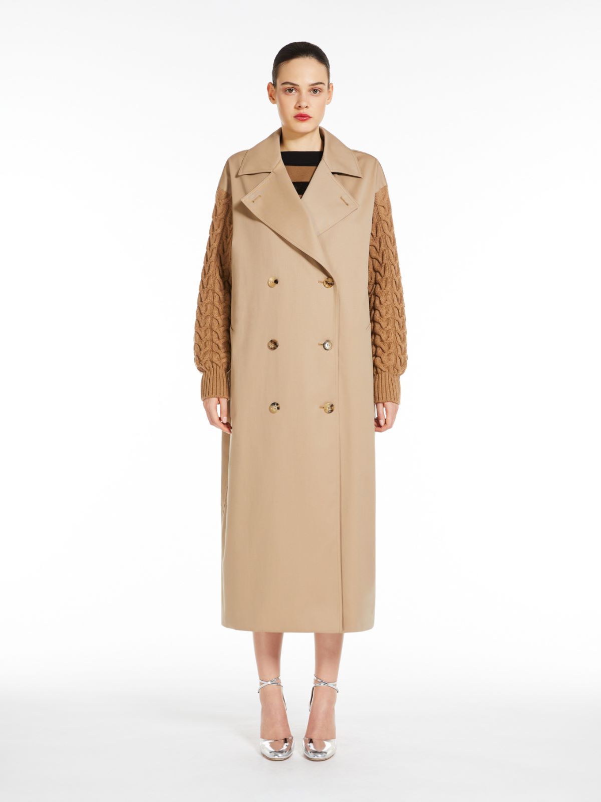 Water-repellent gabardine trench coat