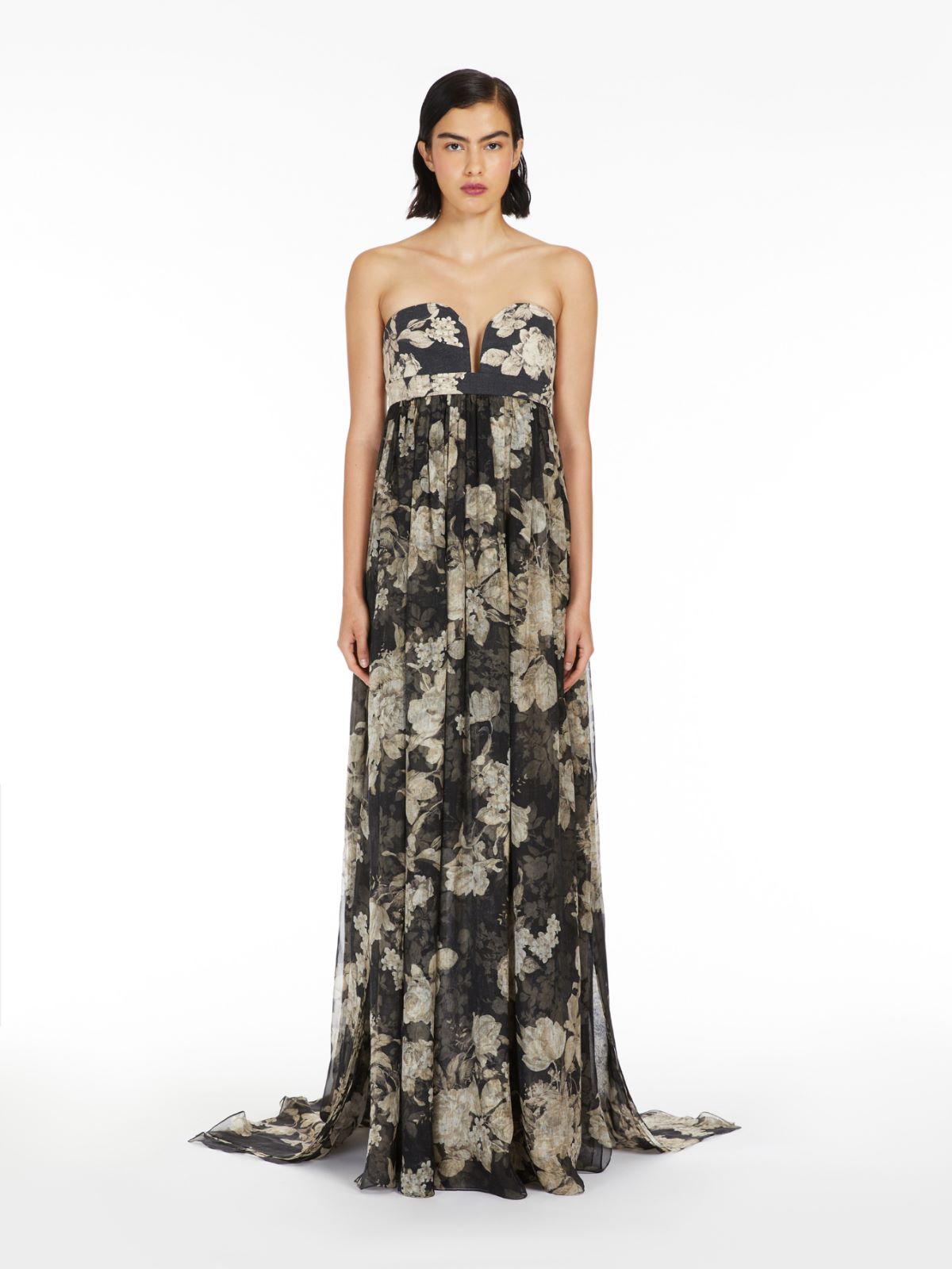 Printed chiffon bustier dress