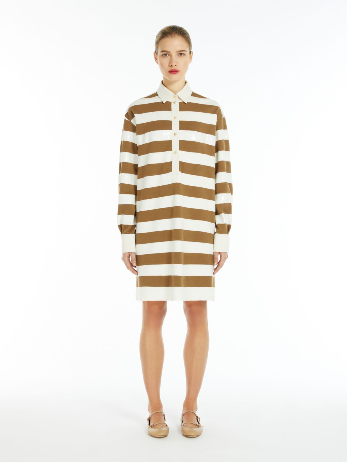 Cotton satin polo-style dress