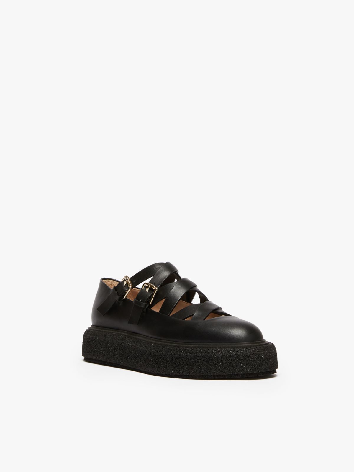 Leather ballet flats with straps