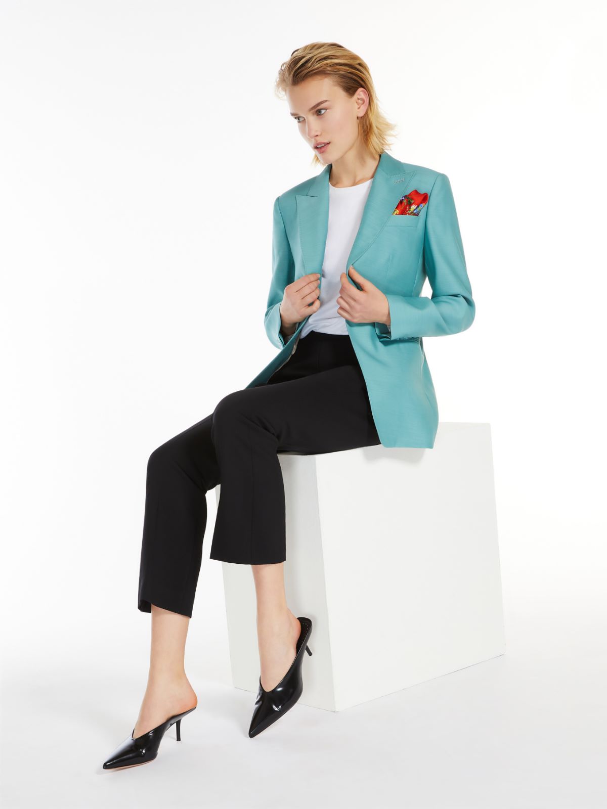 Wool and silk duchess satin blazer