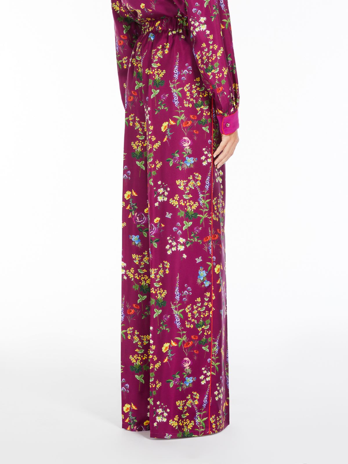 Printed silk pyjama-style trousers