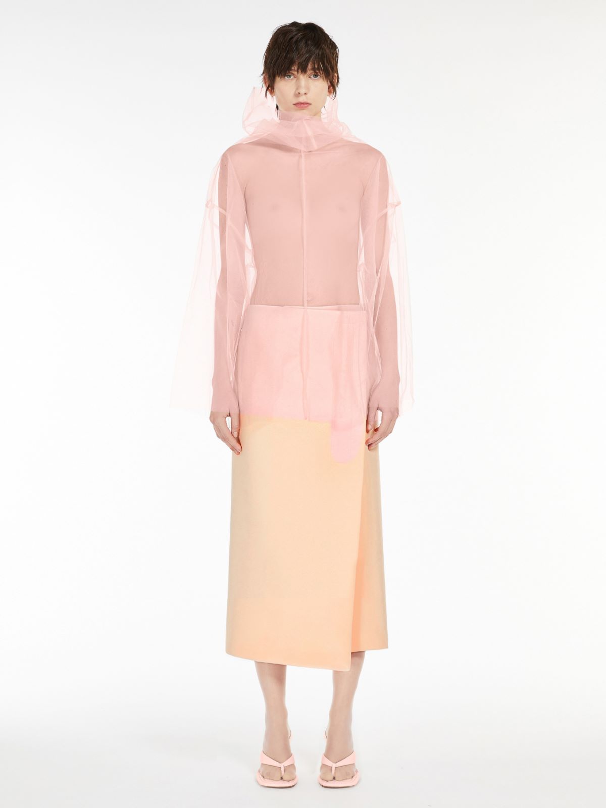 Asymmetric wrap skirt