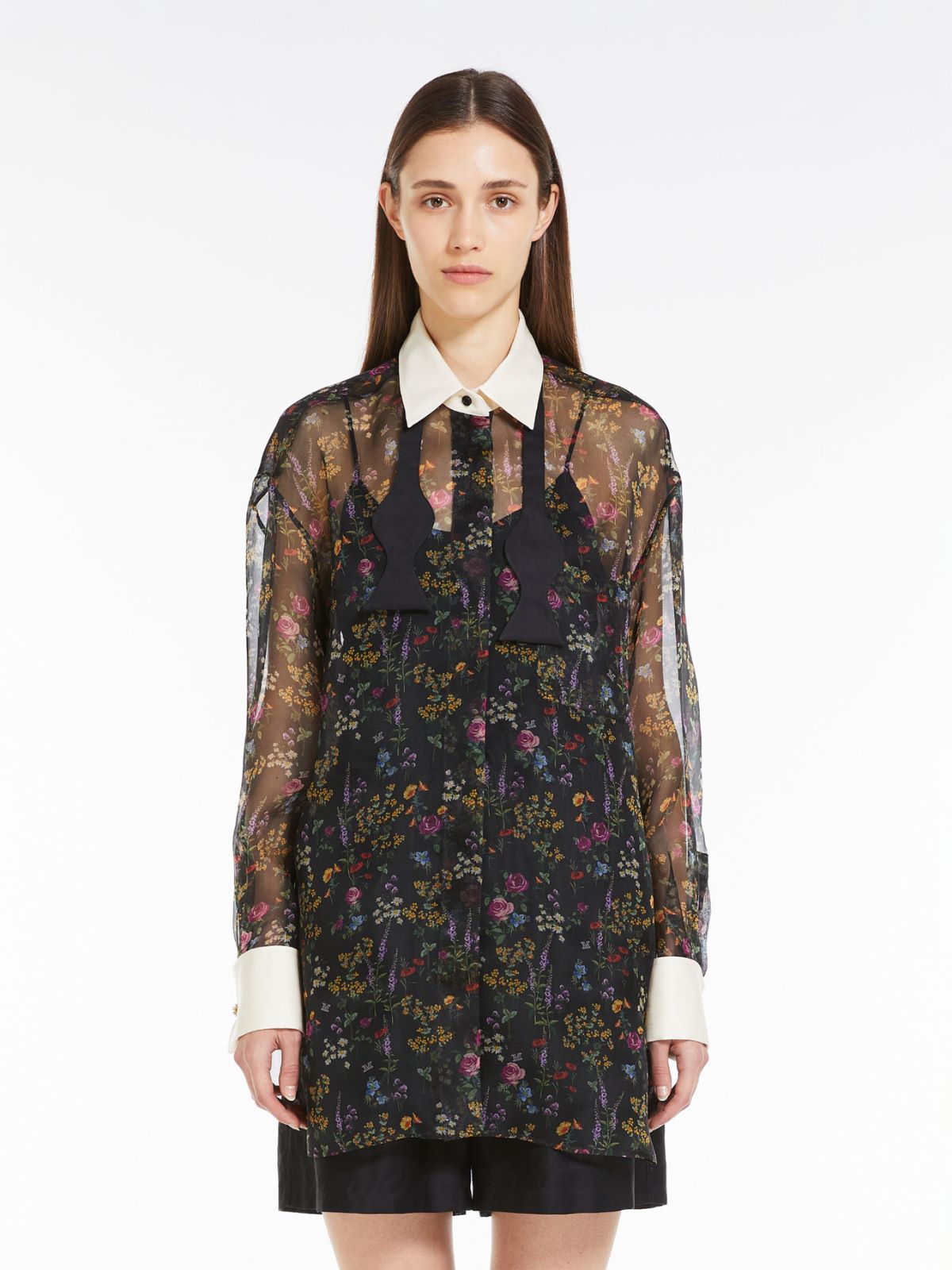 Oversized shirt in printed organza