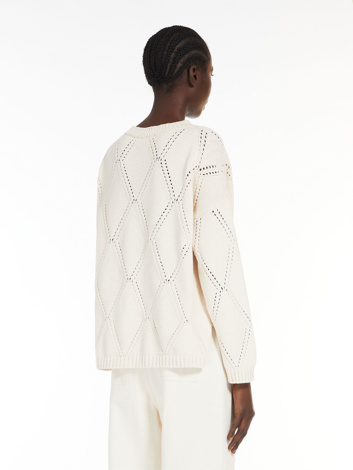 Oversized diamond-knit cotton sweater