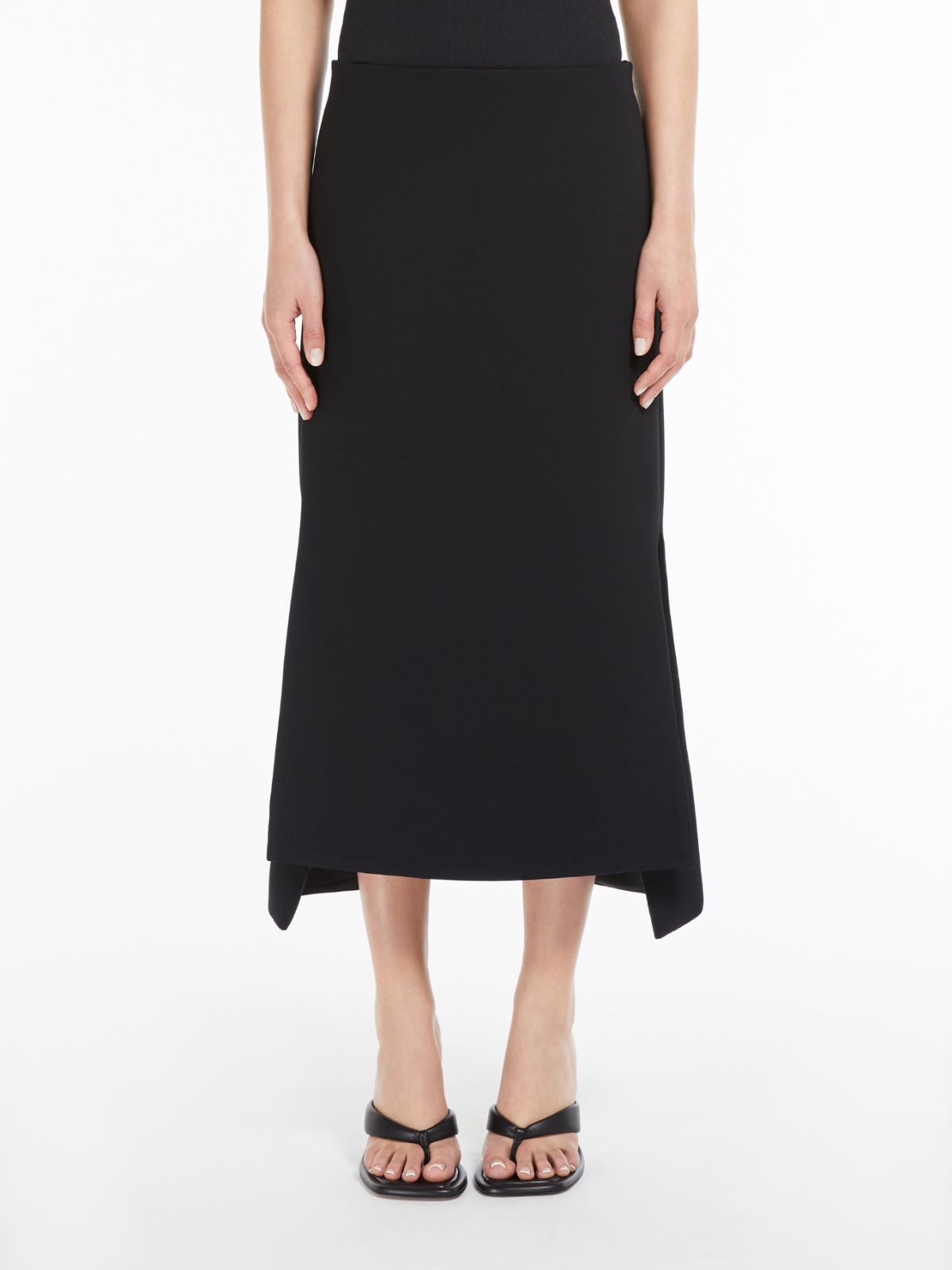 Calf-length skirt with side panels