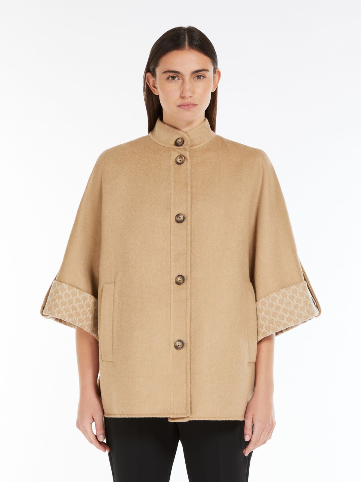 Jacquard-knit wool and cashmere cape