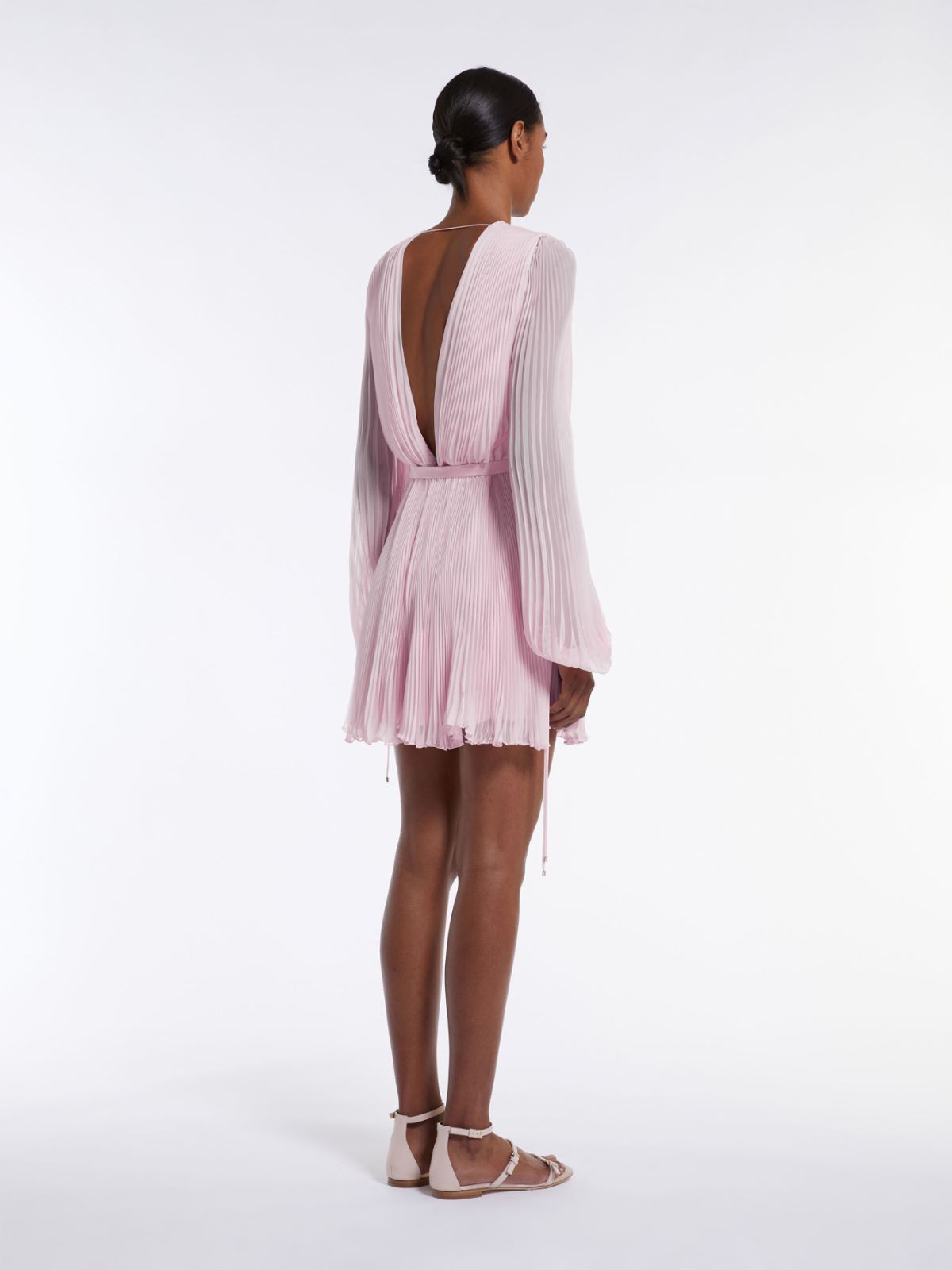 Pleated chiffon mini dress