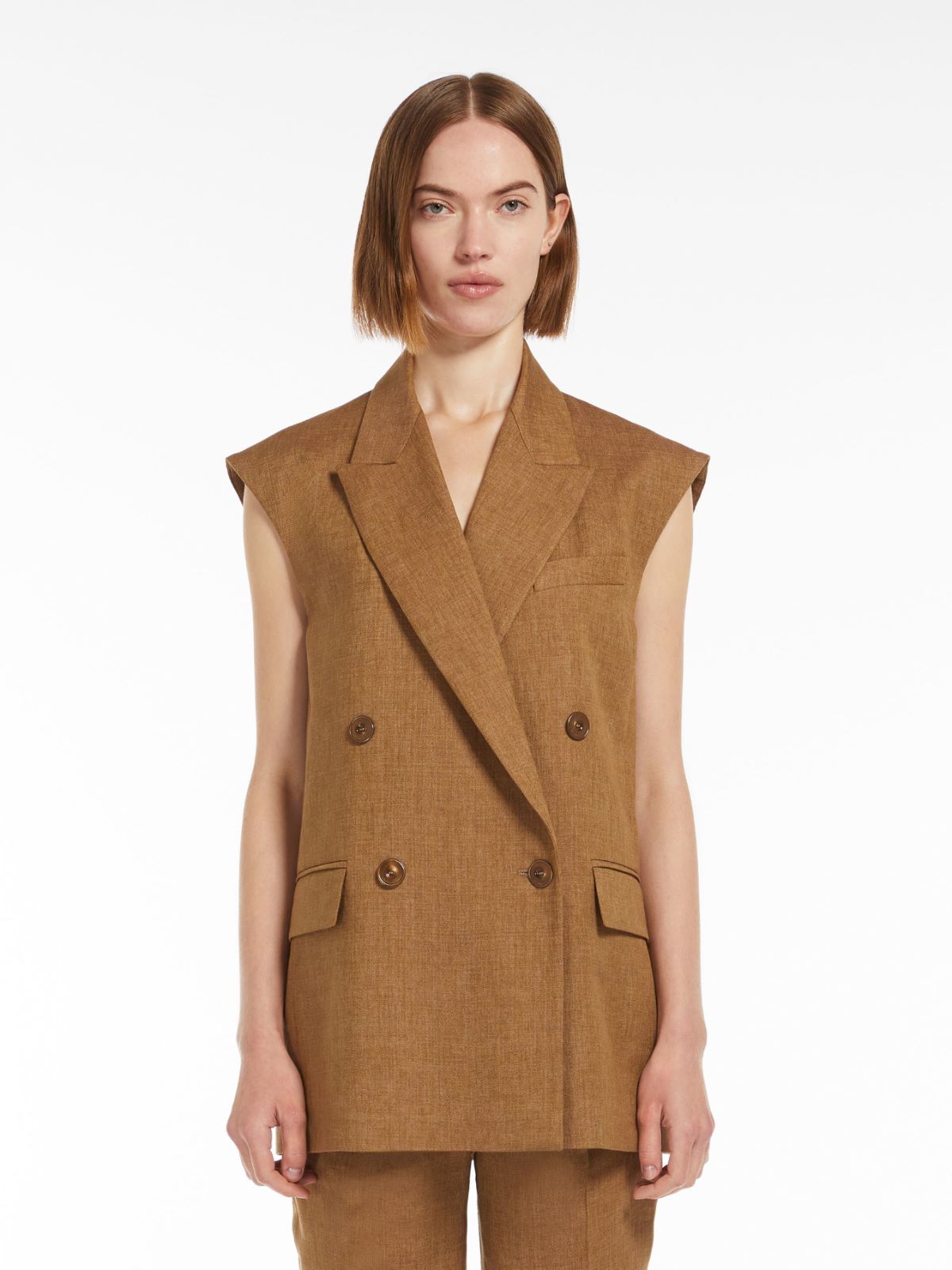 Double-breasted linen waistcoat