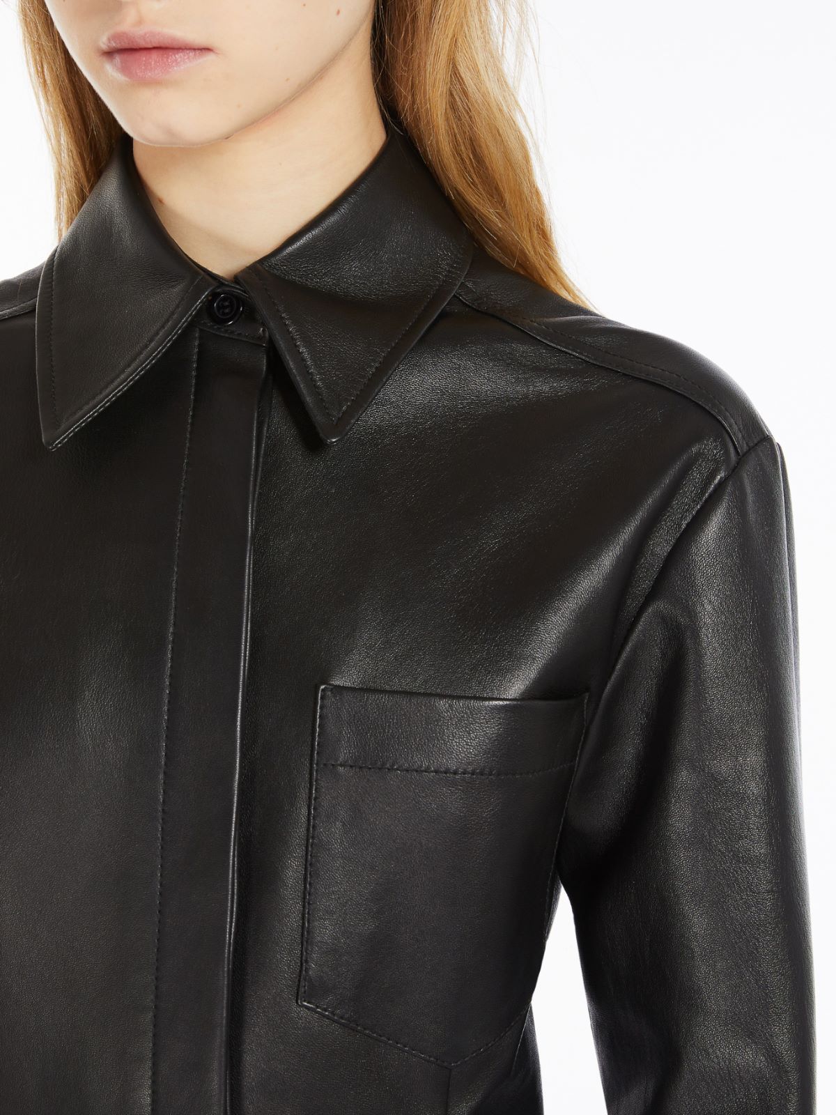 Nappa leather shirt dress