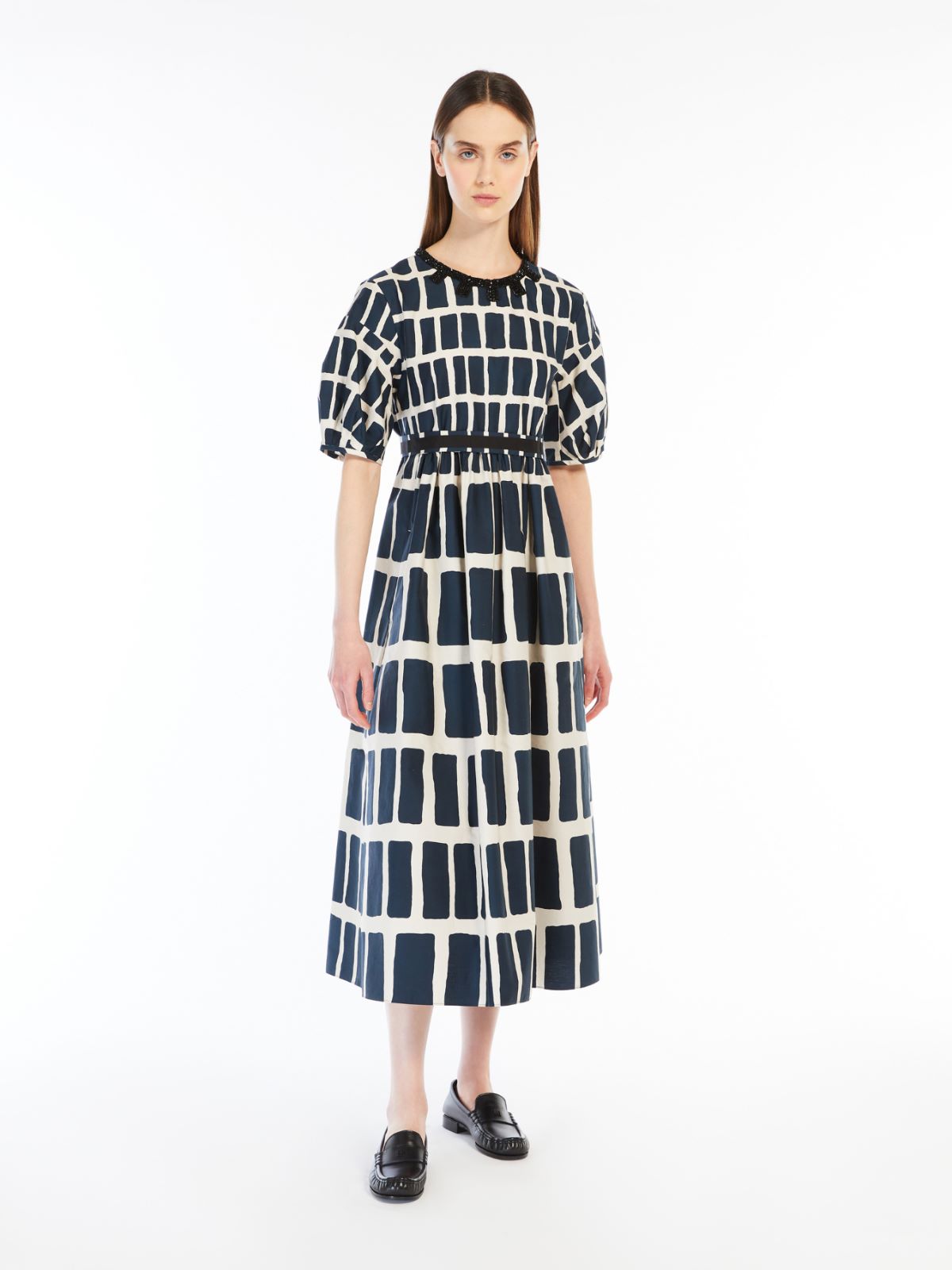 Midi dress in printed poplin