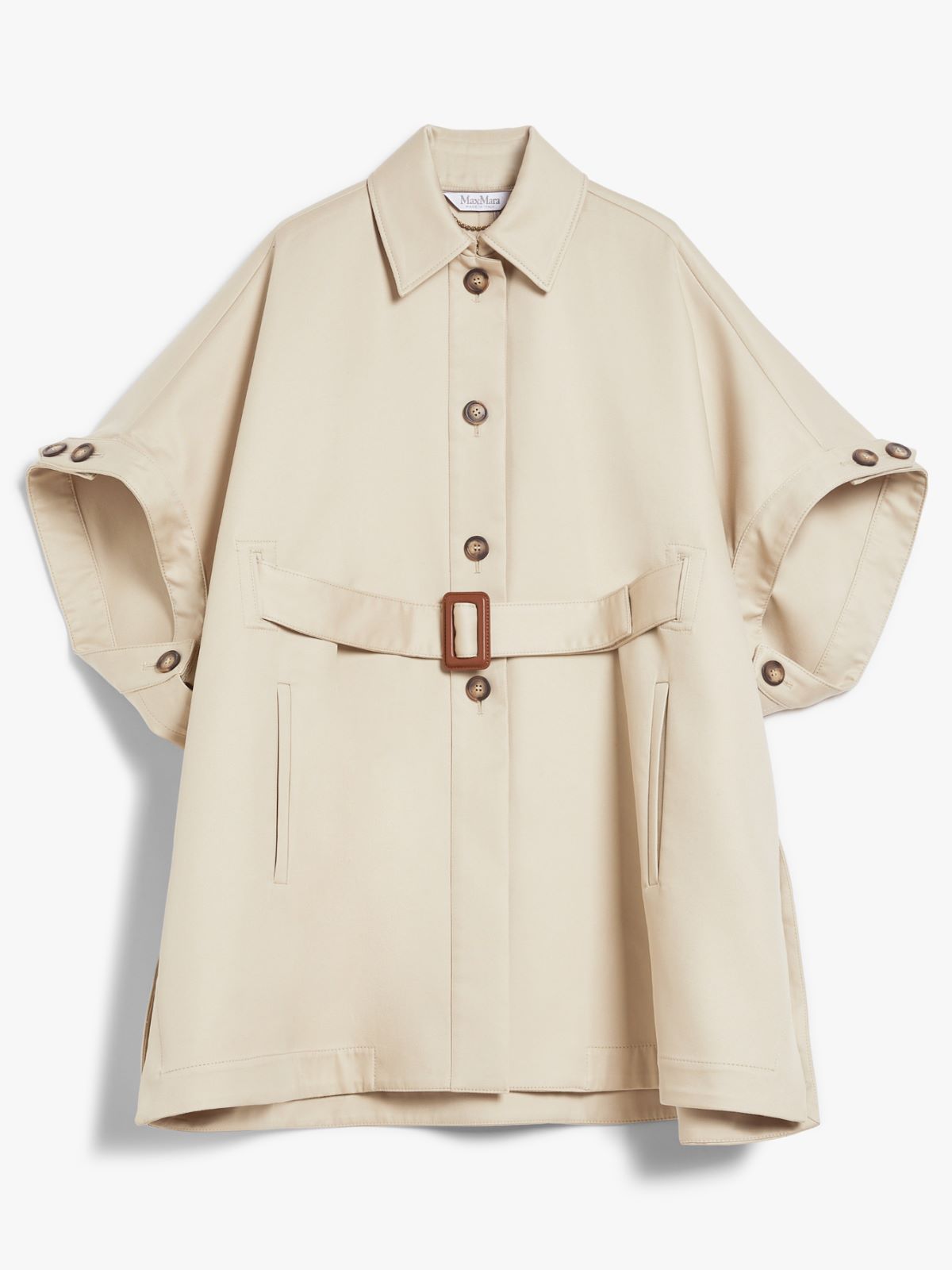 Water-repellent cotton midi cape