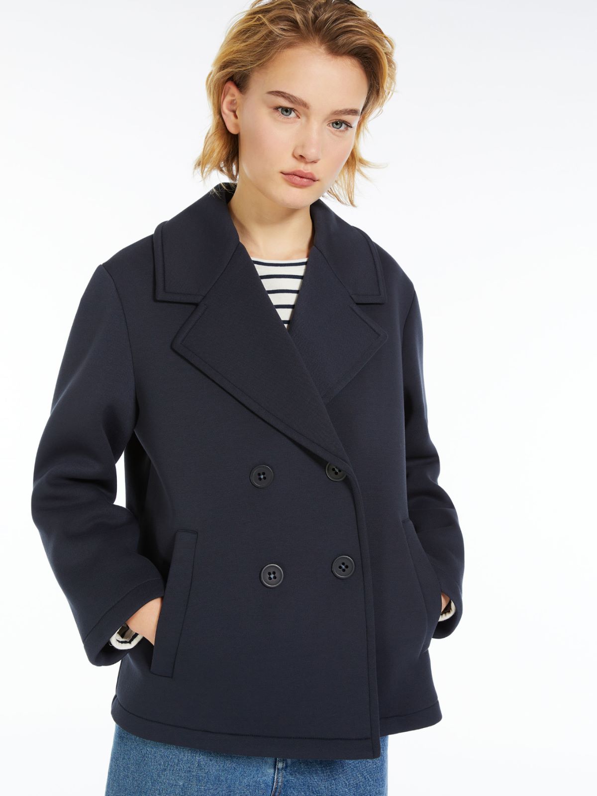 Short piqué jersey pea coat