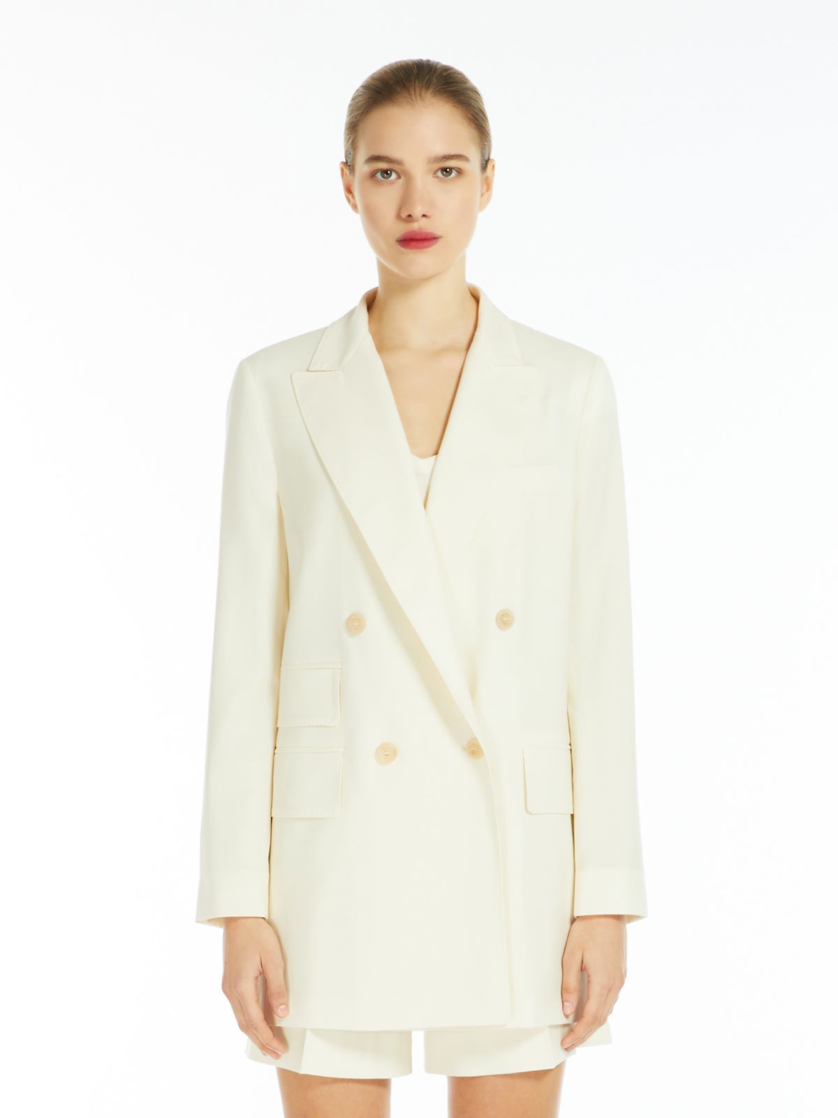 Double-breasted blazer in wool canvas