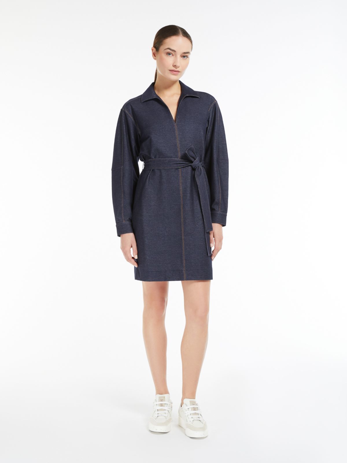 Denim-look jersey dress