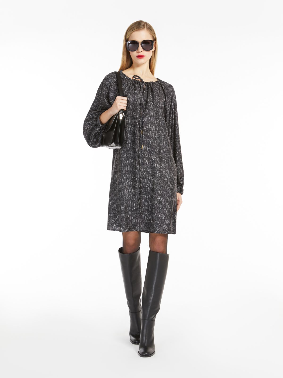 Short printed twill dress