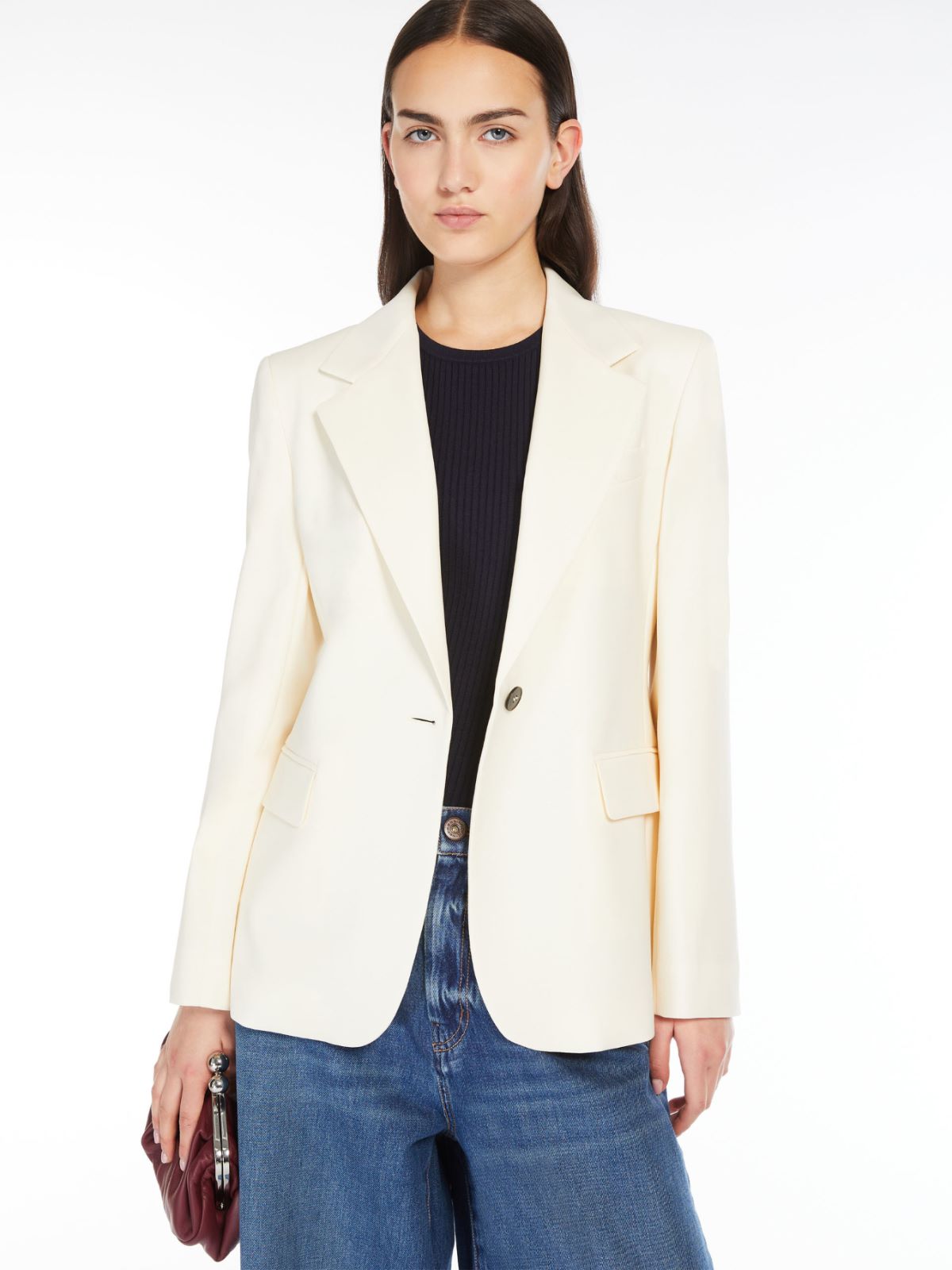 Natural stretch wool blazer