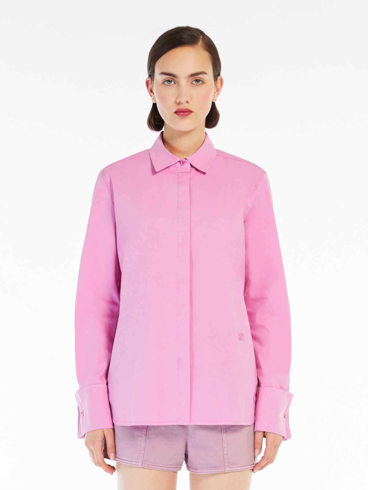 Stretch canvas fitted shirt